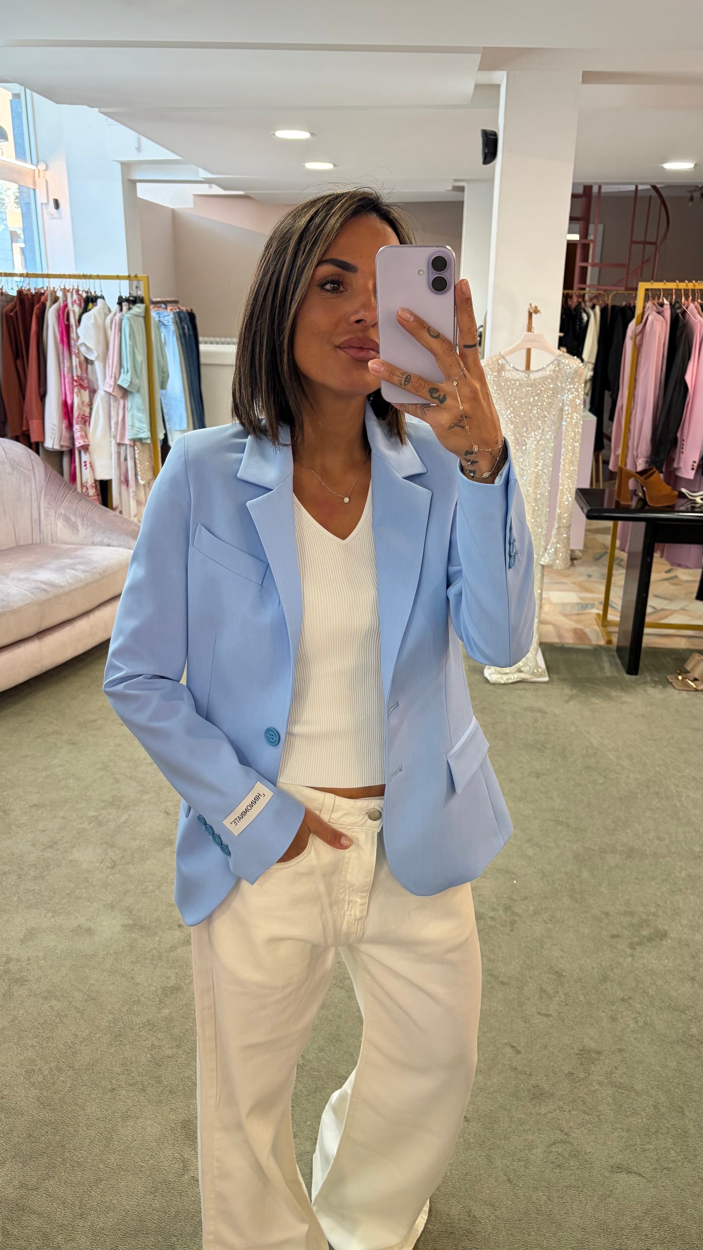 Blazer azzurro slim monopetto due bottoni Hinnominate
