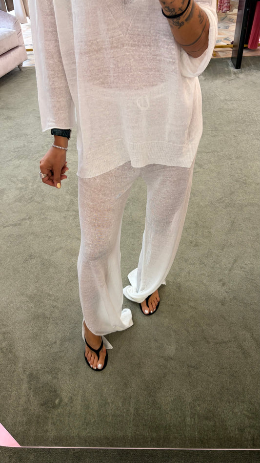 Pantaloni bianchi in lino fy
