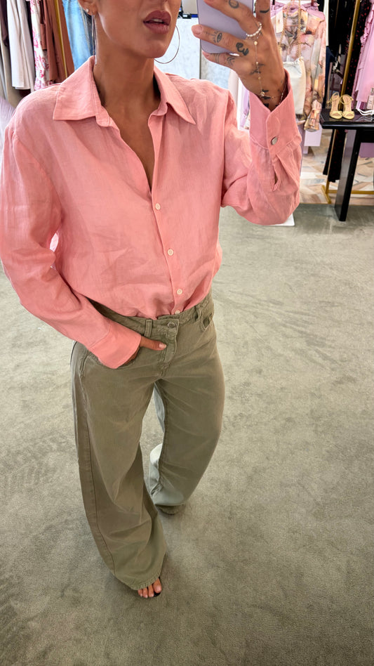 Camicia rosa scollo a v over glp