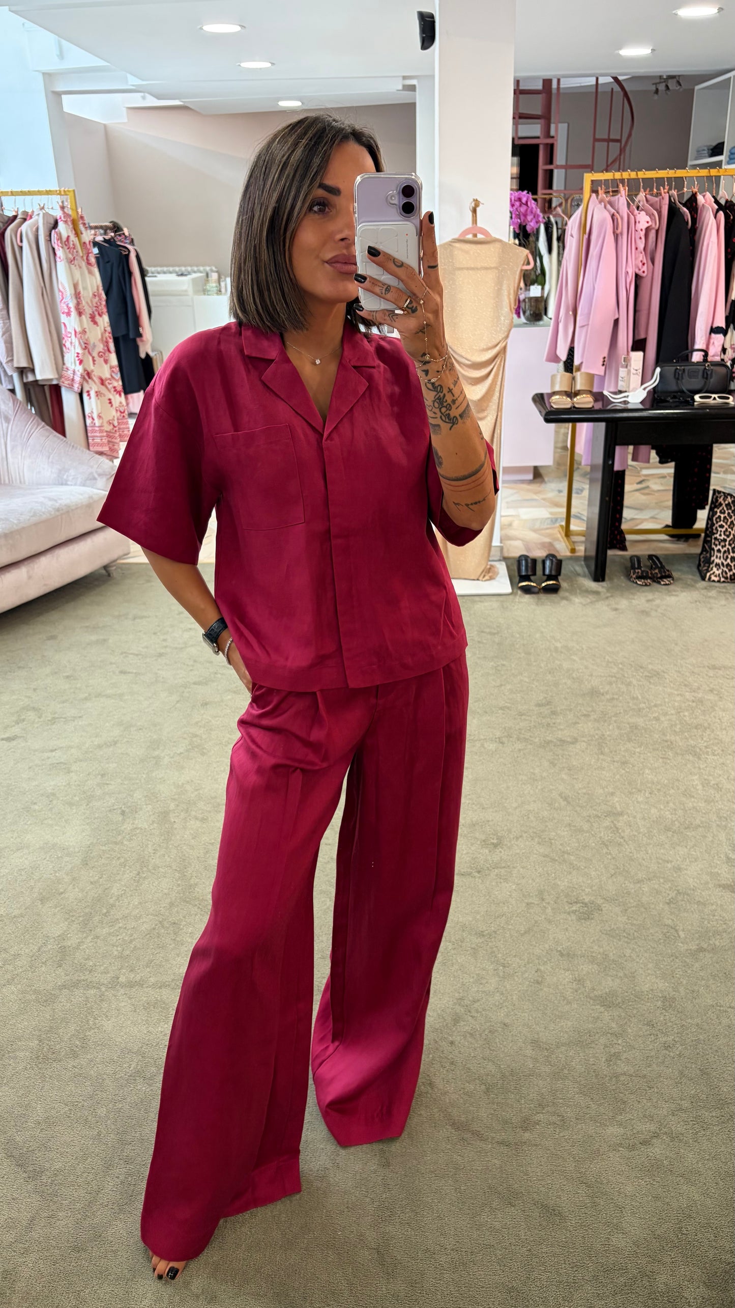 Camicia amarena  manica corta sl