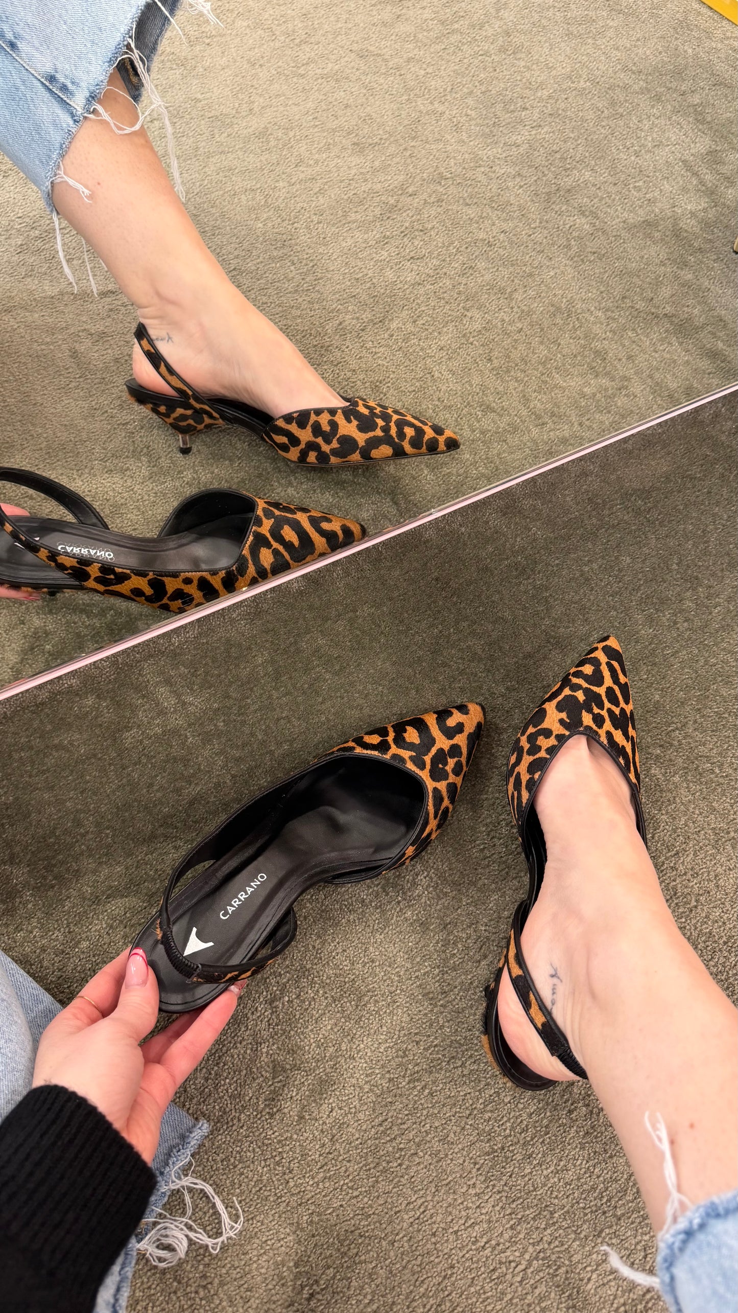 Slingback leopardata tacco kitten