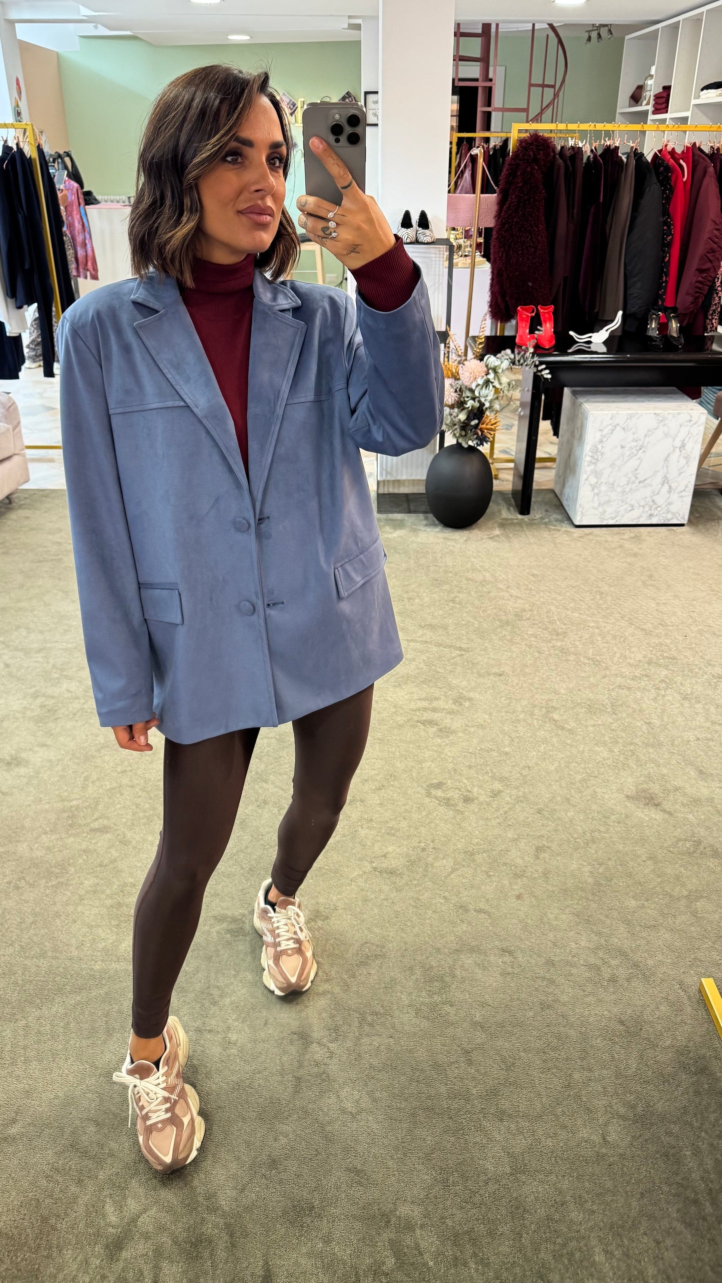 Blazer over celeste scamosciato ks