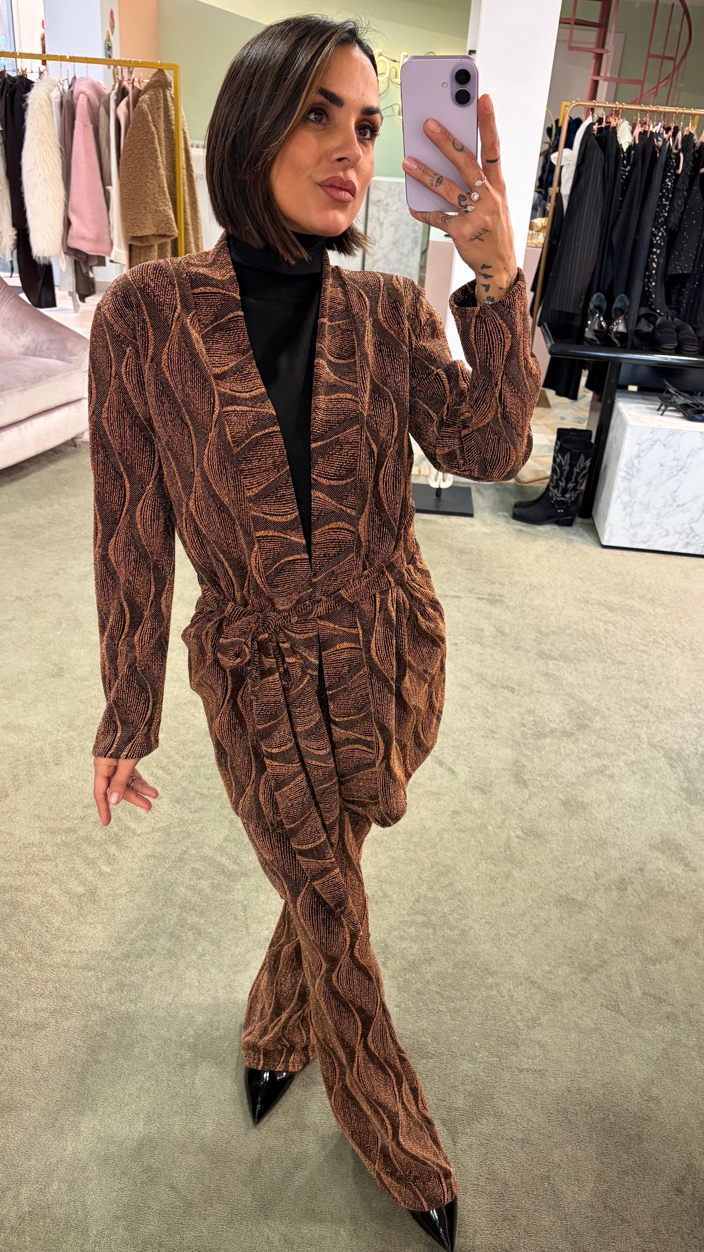 Cardigan fantasia ruggine lurex mq