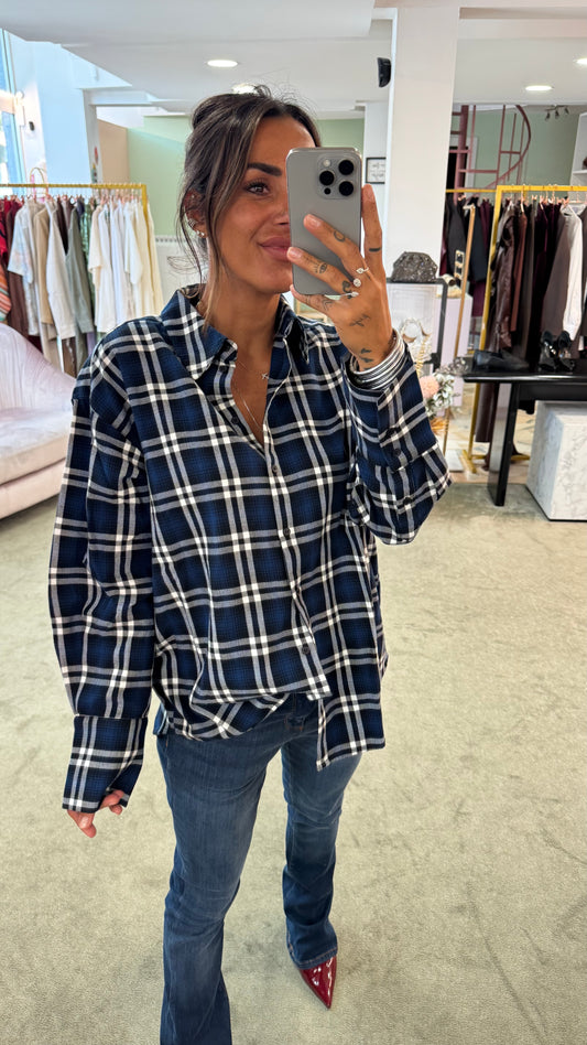 Camicia blu a quadri jx