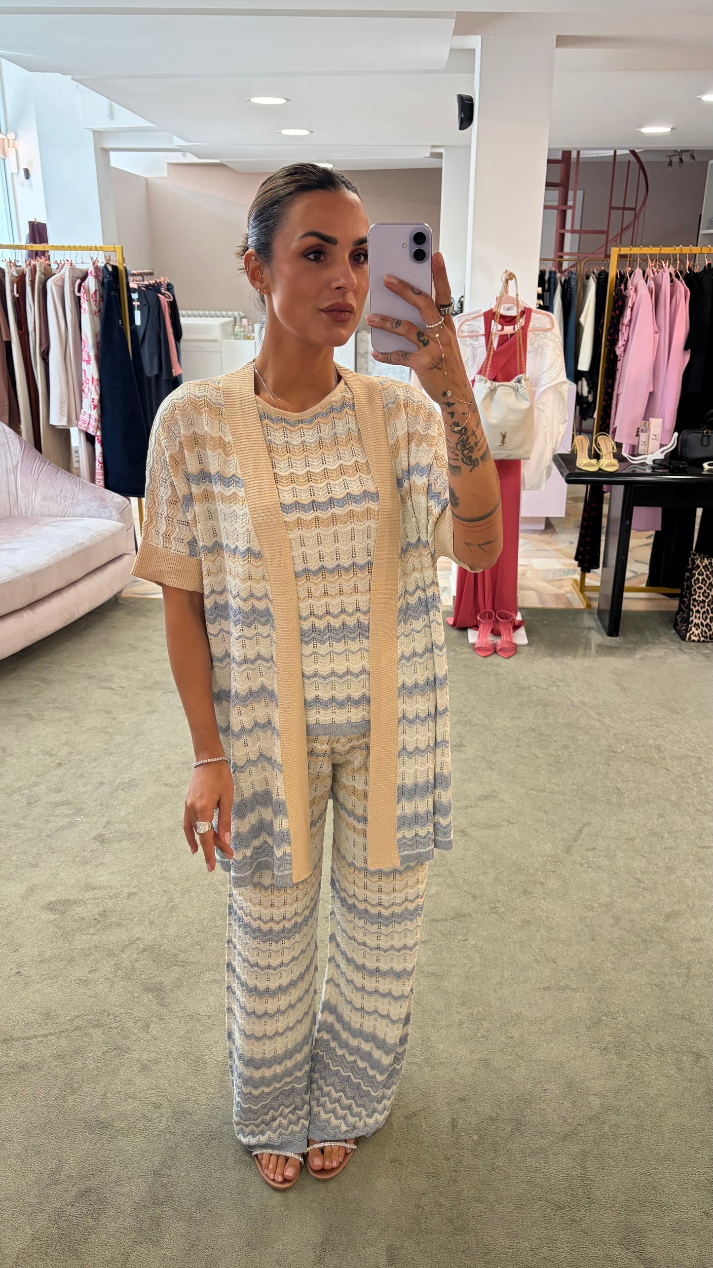 Pantaloni missoni vibes azzurro e beige bj