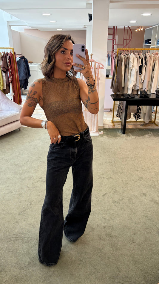 Canotta girocollo bronzo in lurex ay