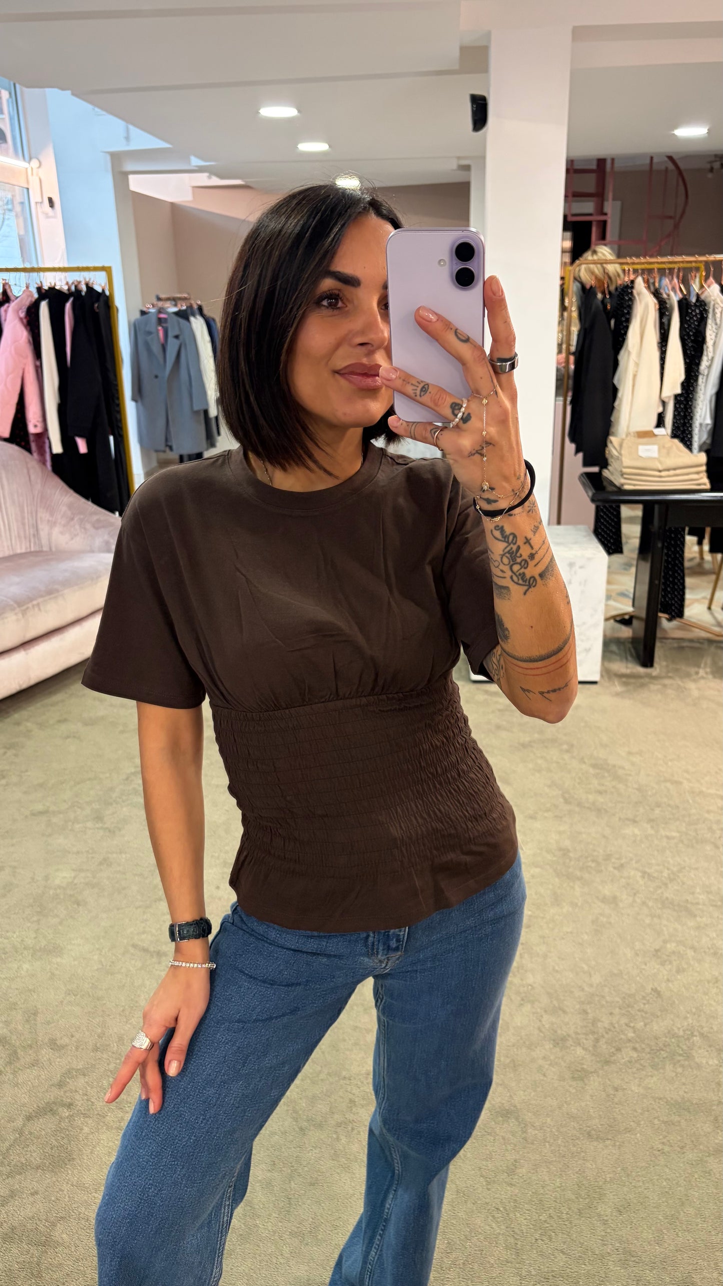 T-shirt marrone bustier jx