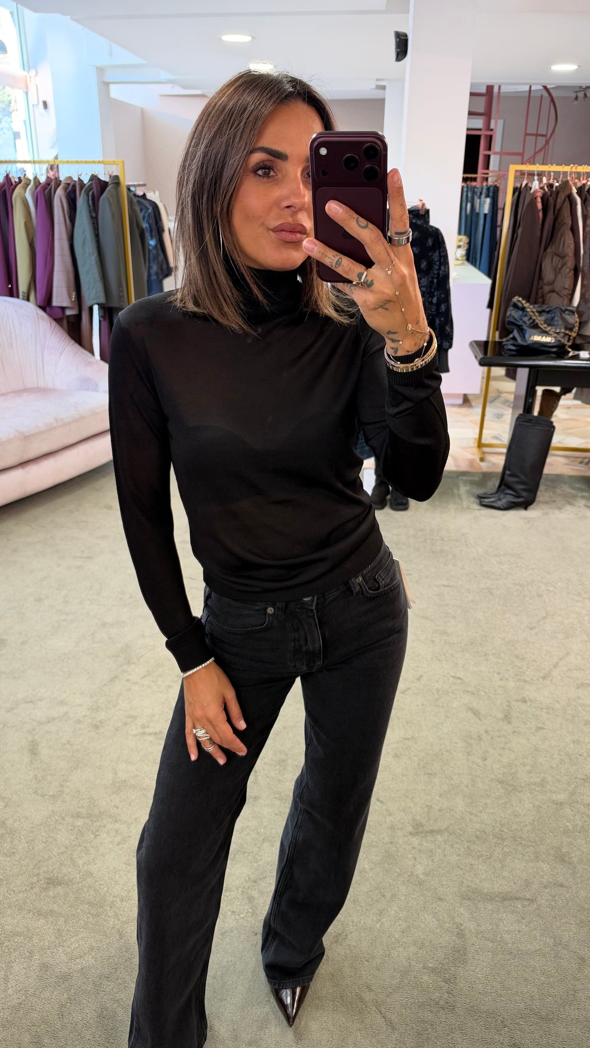 Dolcevita nero lurex fr trasparente