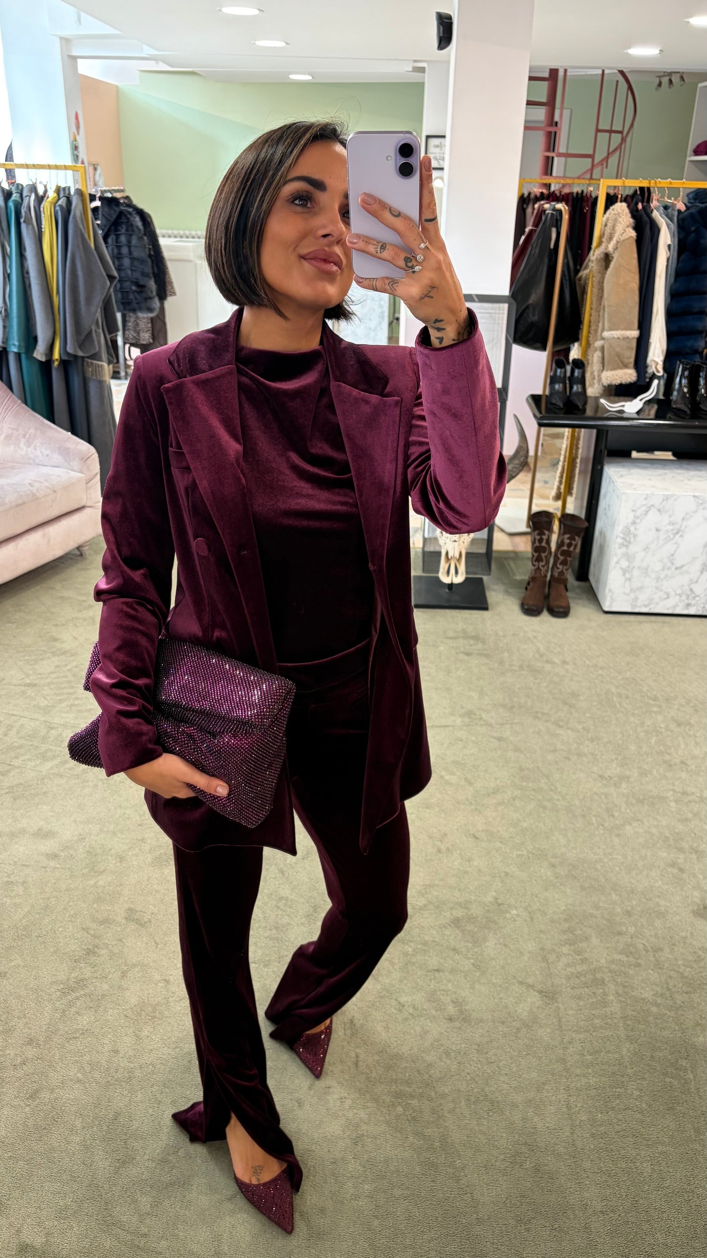 Borsa Maxi pochette dunham viola crystal