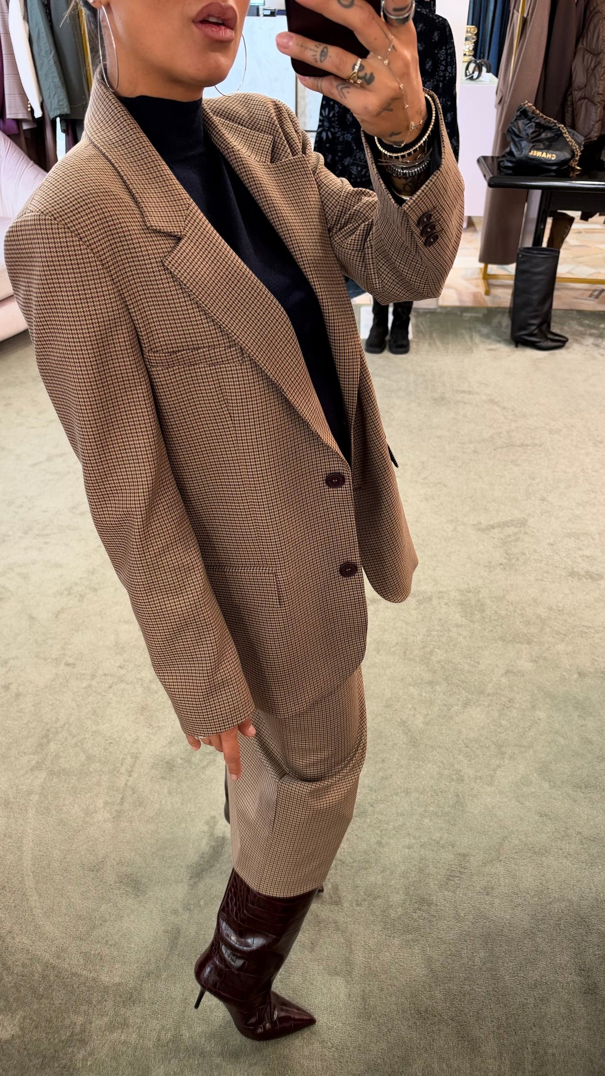 Blazer check marrone Mar de Margaritas monopetto