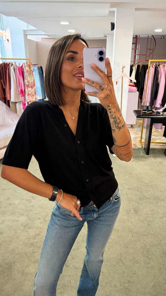 Cardigan luna nero manica corta Petite Pull