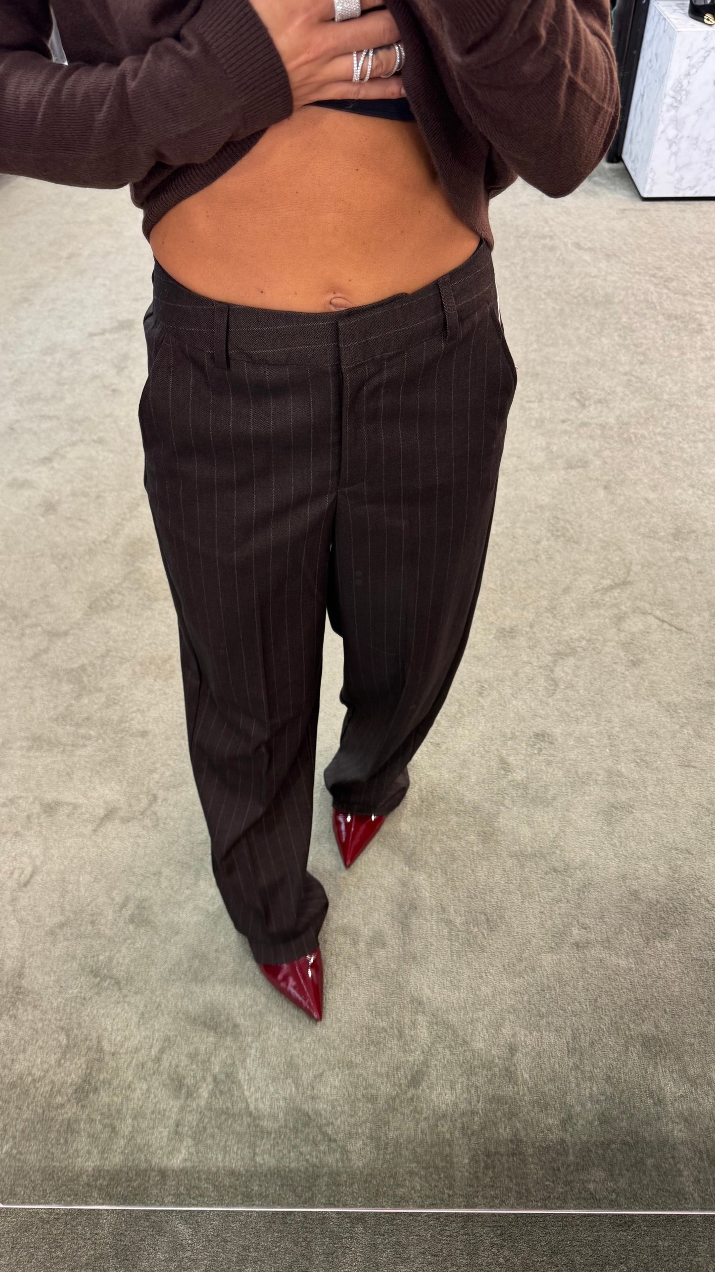 Pantaloni marrone gessato  jx