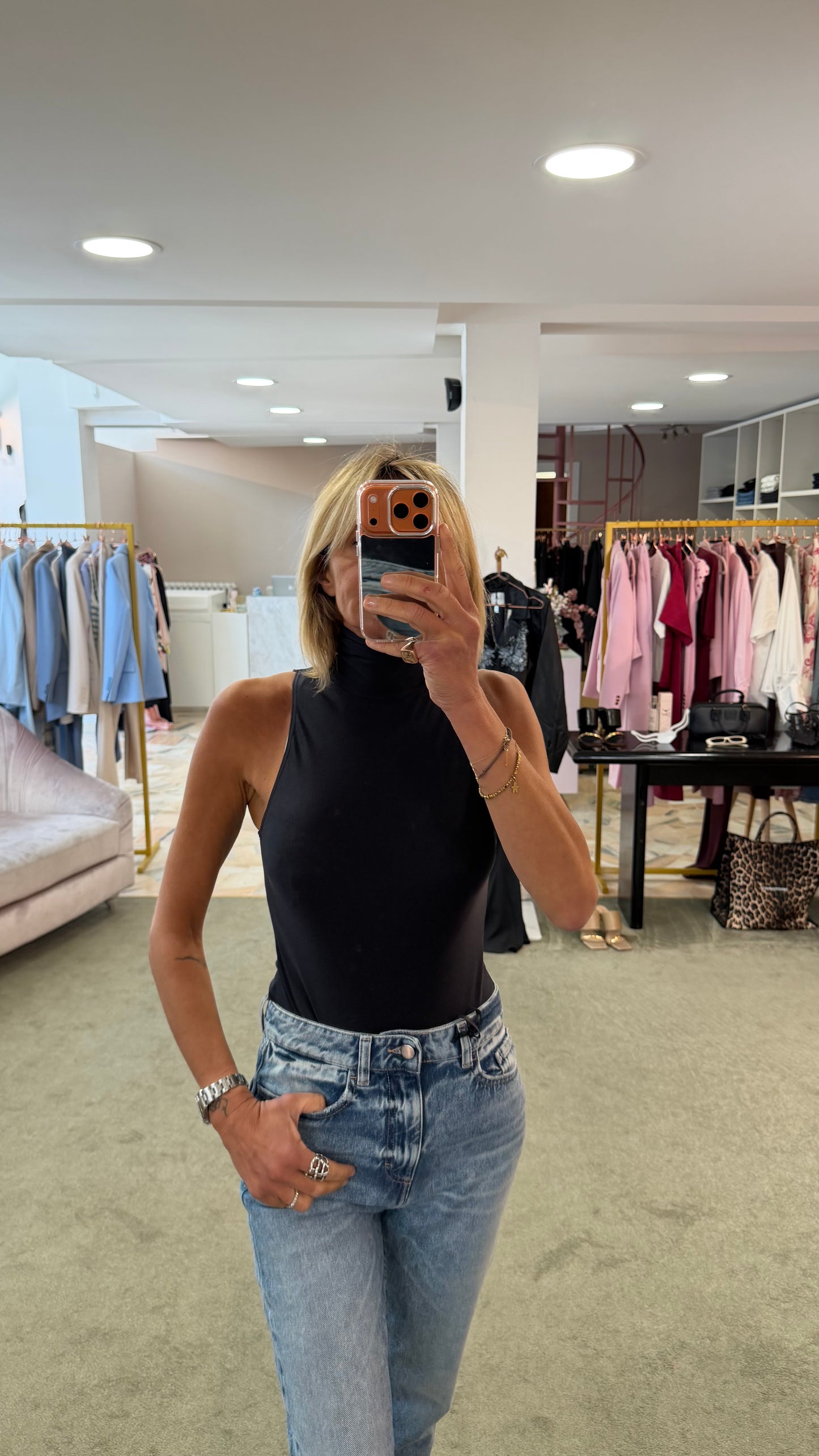 Body nero smanicato in lycra Matinée