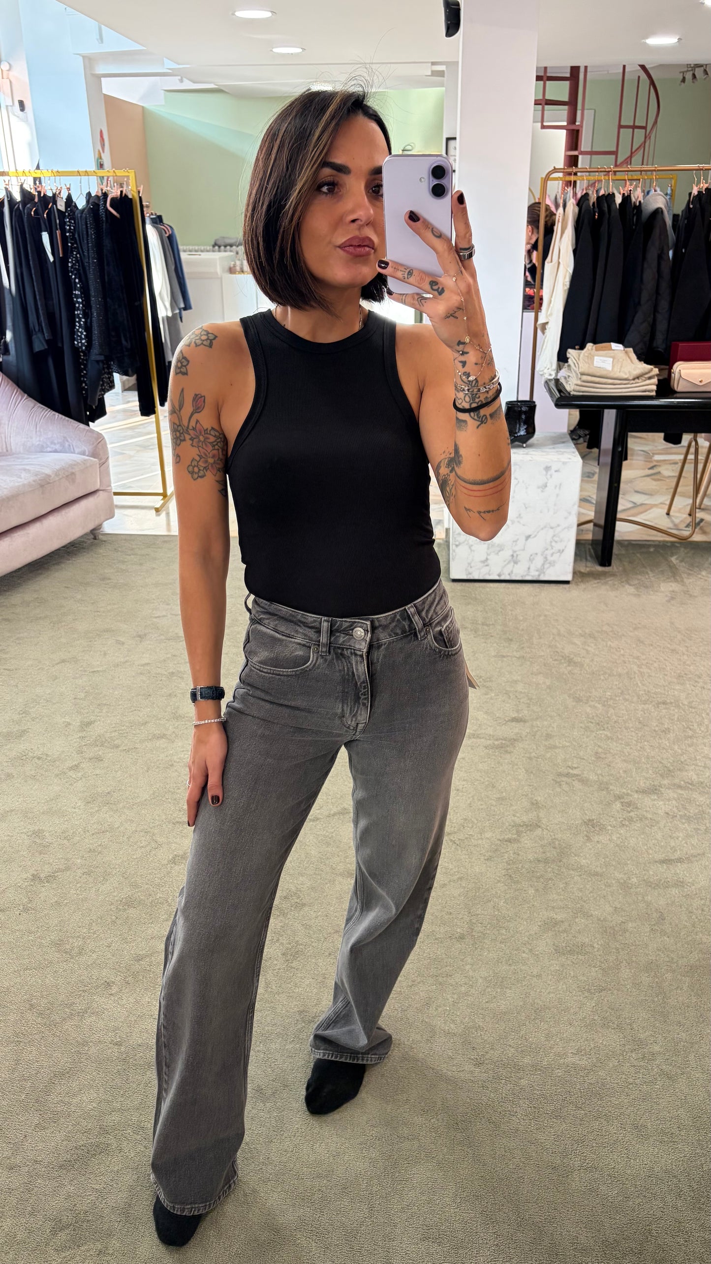 Canotta nera a costine Me Fui