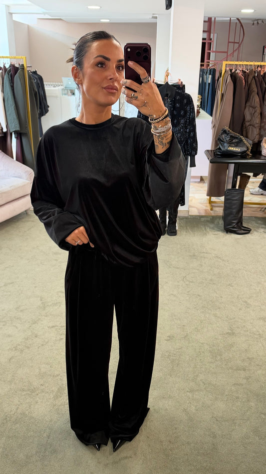 Pantaloni neri dritti in velluto Don't@Me