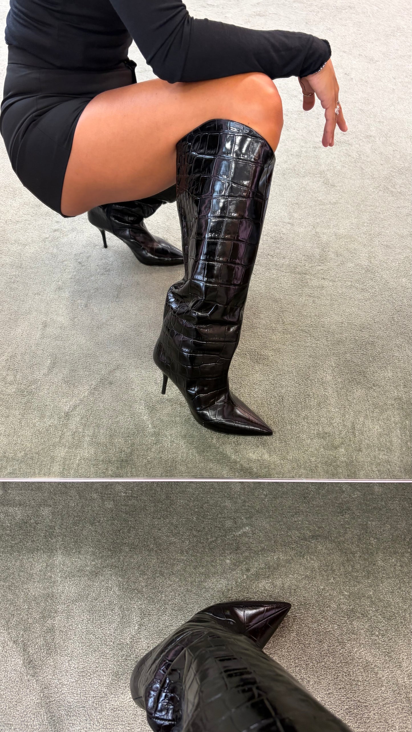 Stivale nero in pelle crocco wr