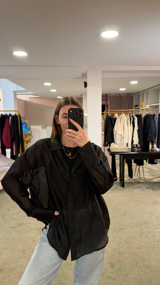 Camicia nera over in tencel ay