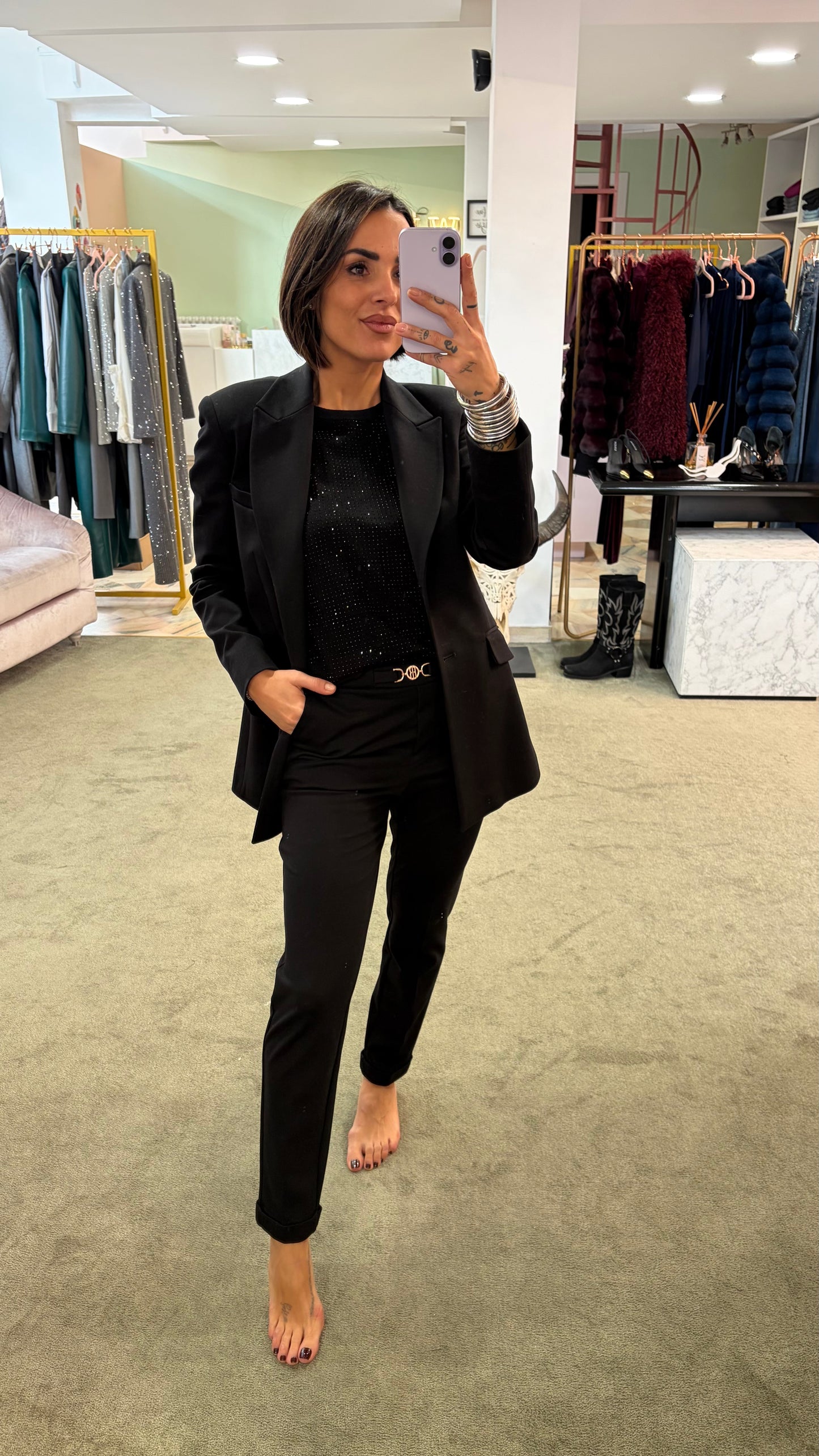 Blazer nero lungo slim punto milano  fr