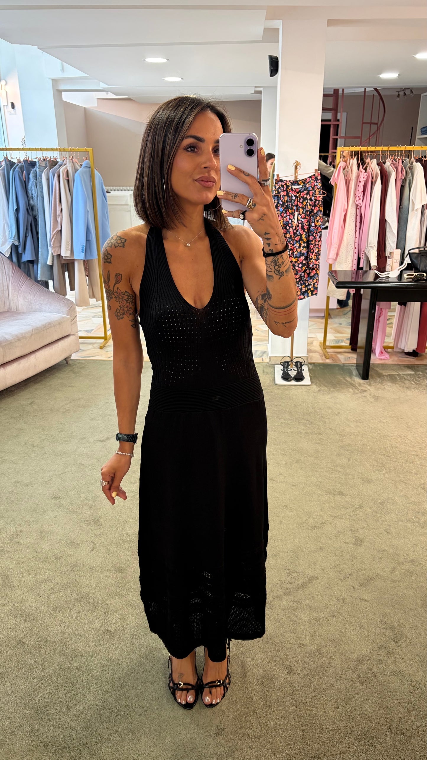 Abito midi nero in maglia bj