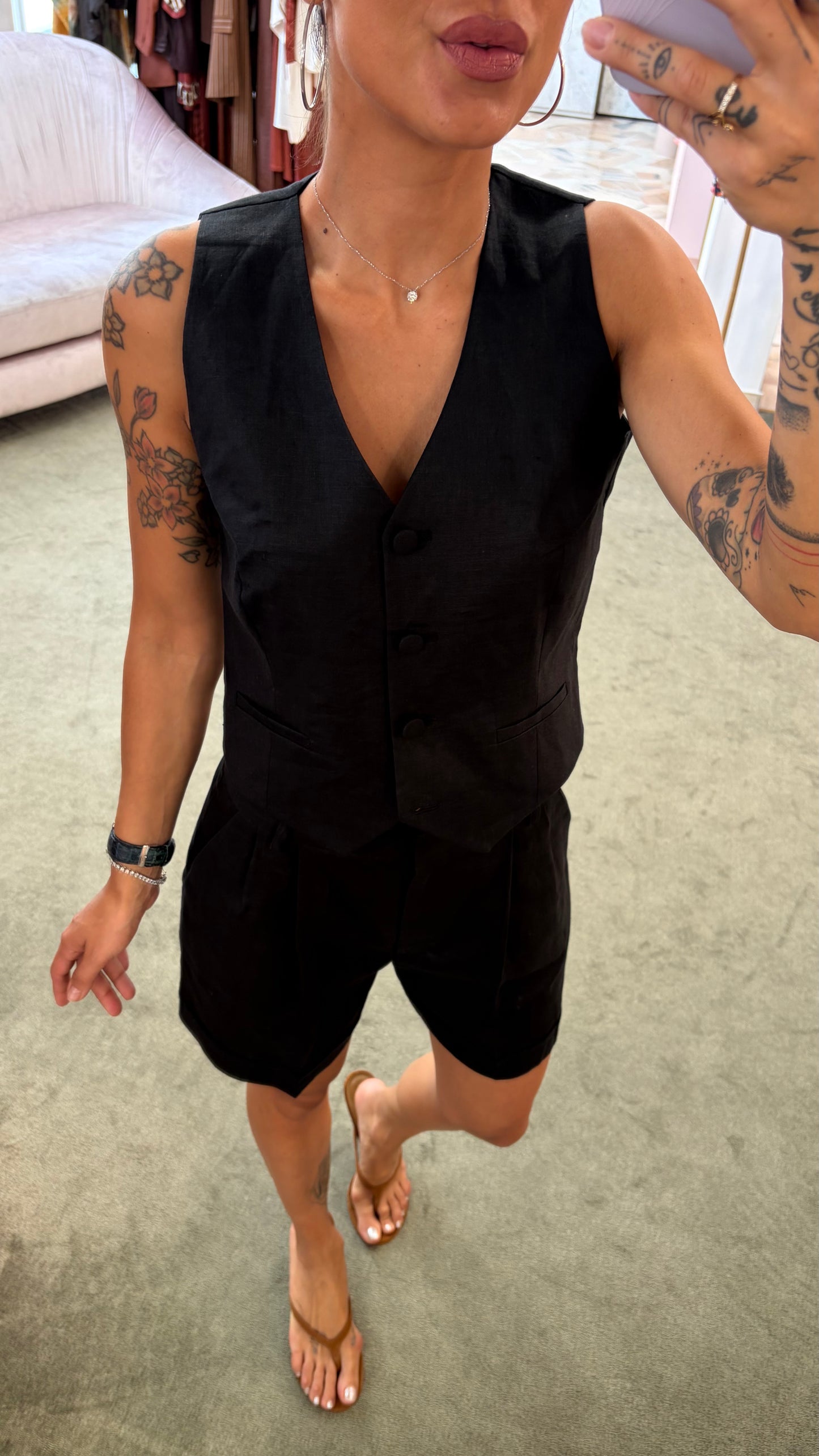 Shorts nero in lino Actualee