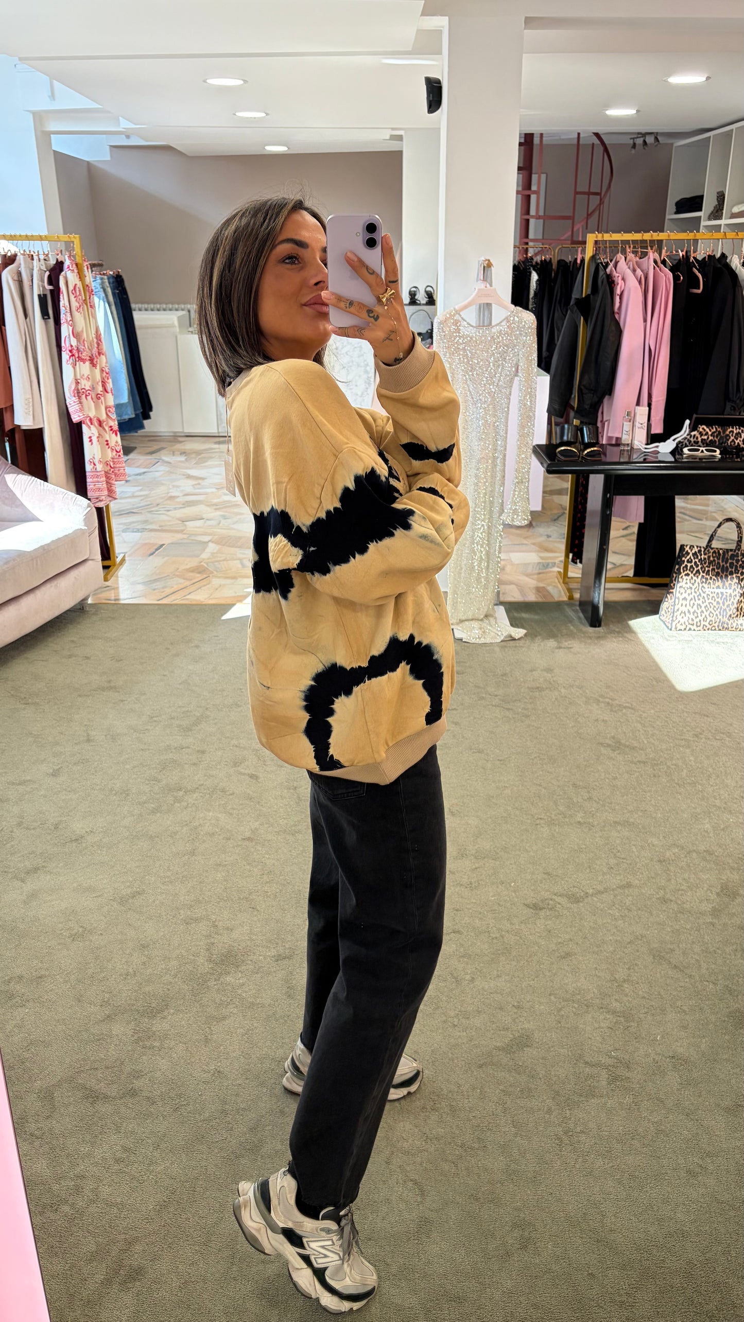 Felpa beige sabbia tie-dye girocollo Don't@Me