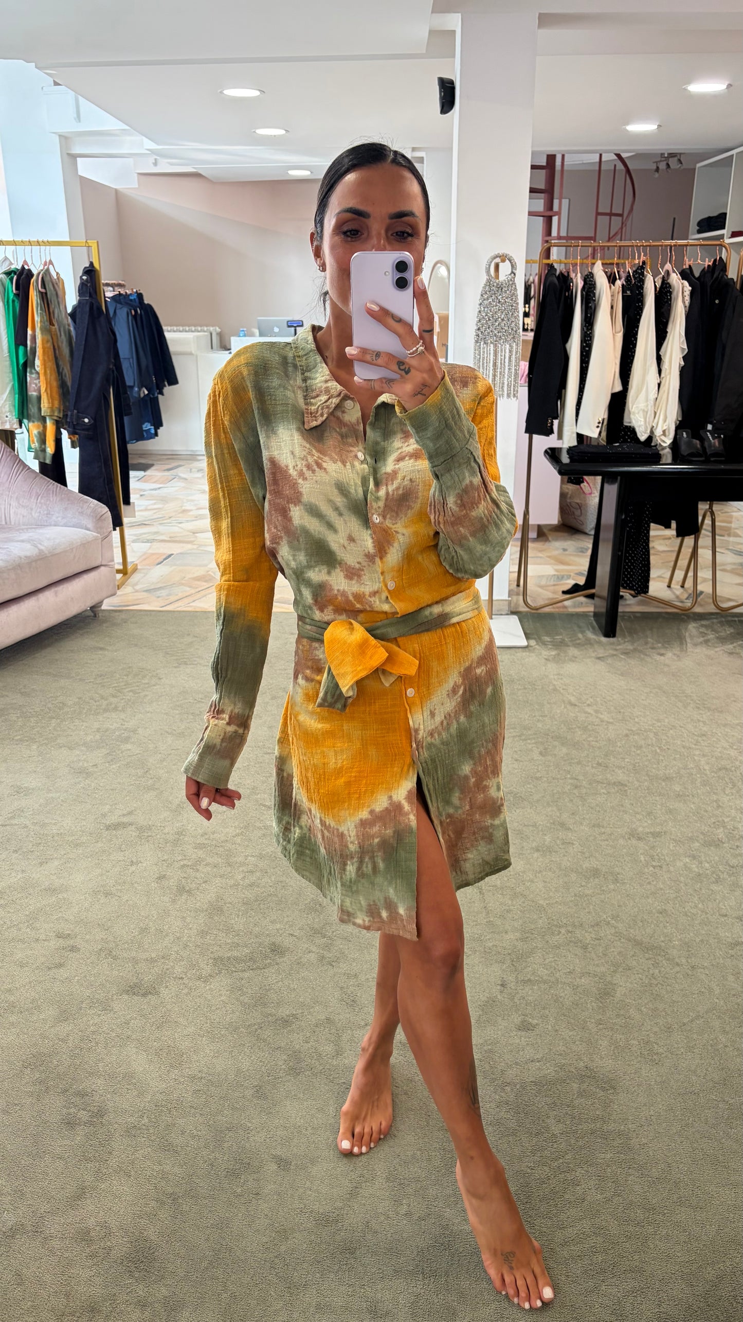 Abito giallo verde tie-dye in garza Don't@Me