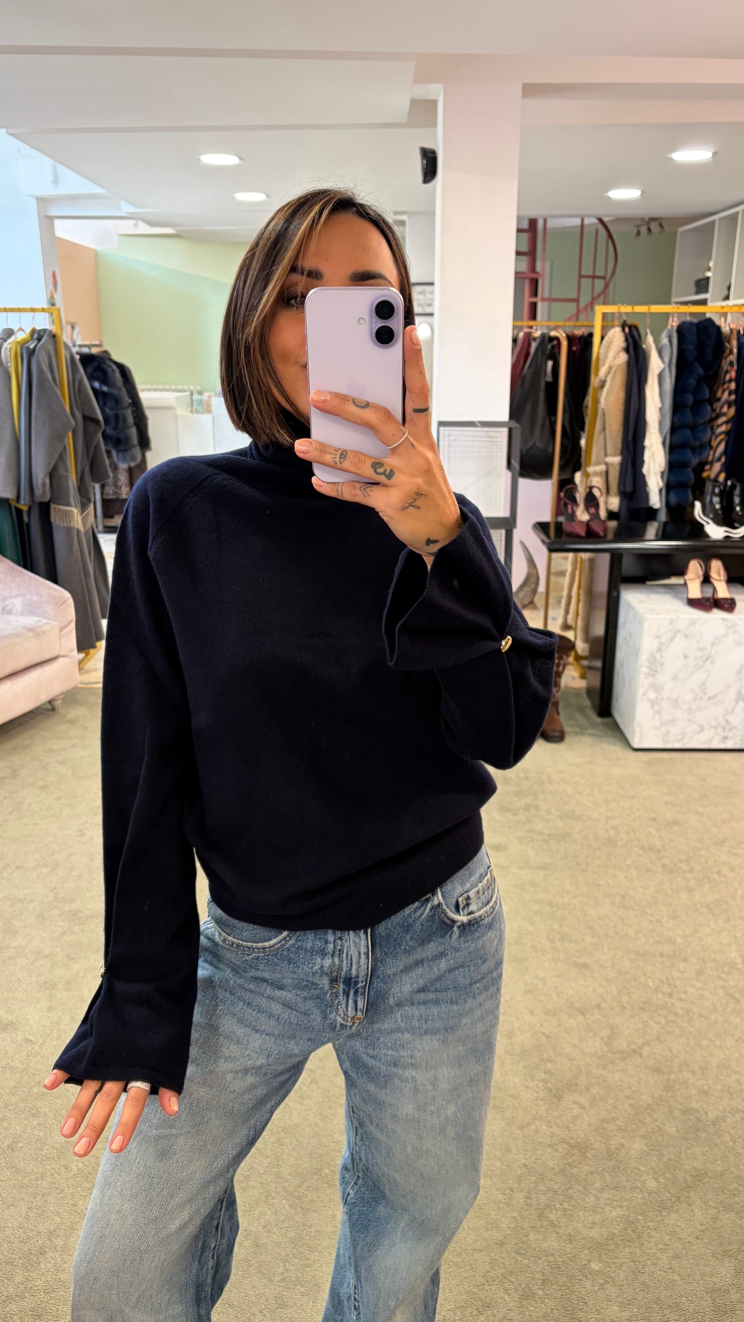 Dolcevita blu notte manica a calla fr