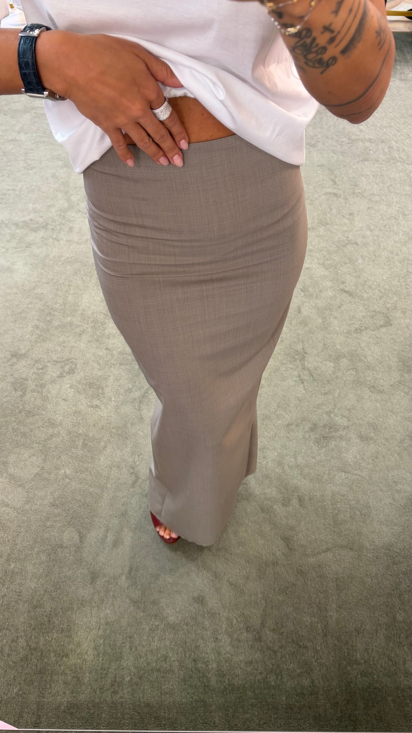 Gonna lunga fango tubino con spacco Marsem