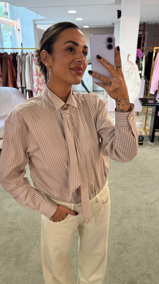 Camicia cammello a righe regular Marsem