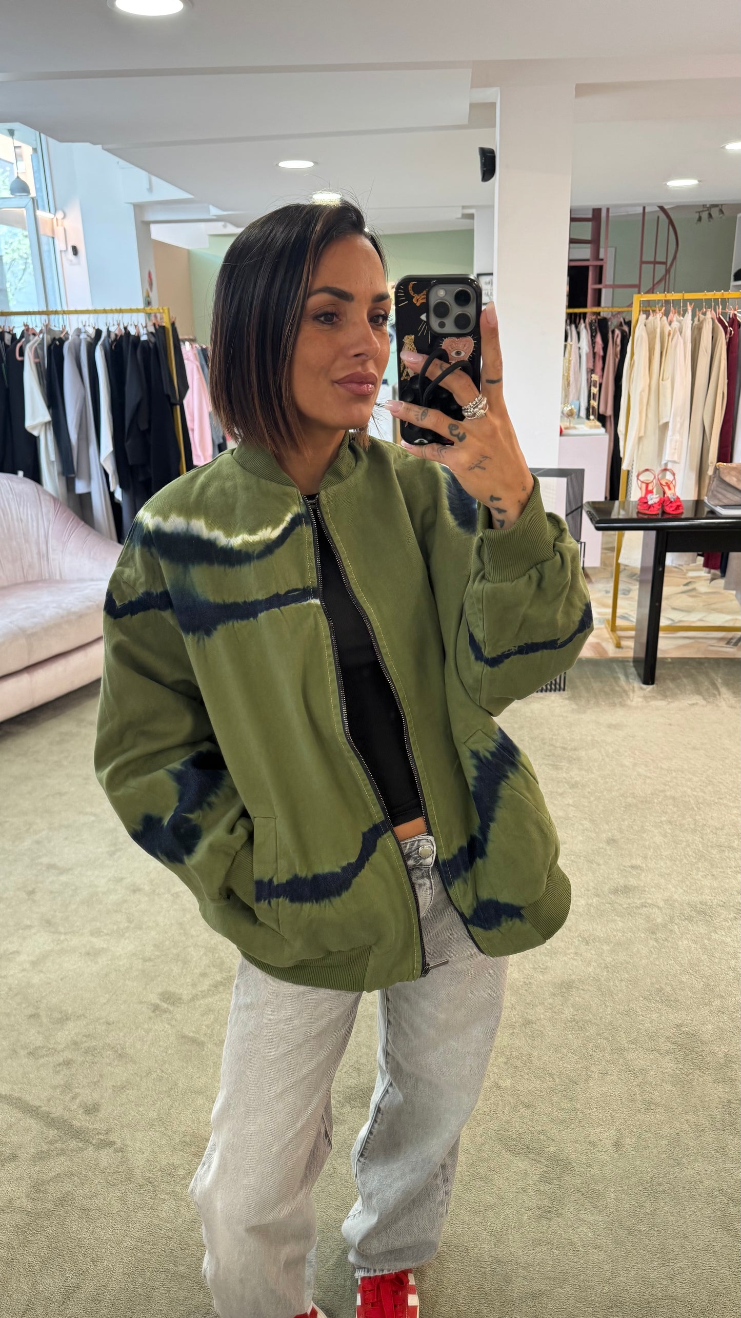 Bomber verde militare tie-dye Don't@me