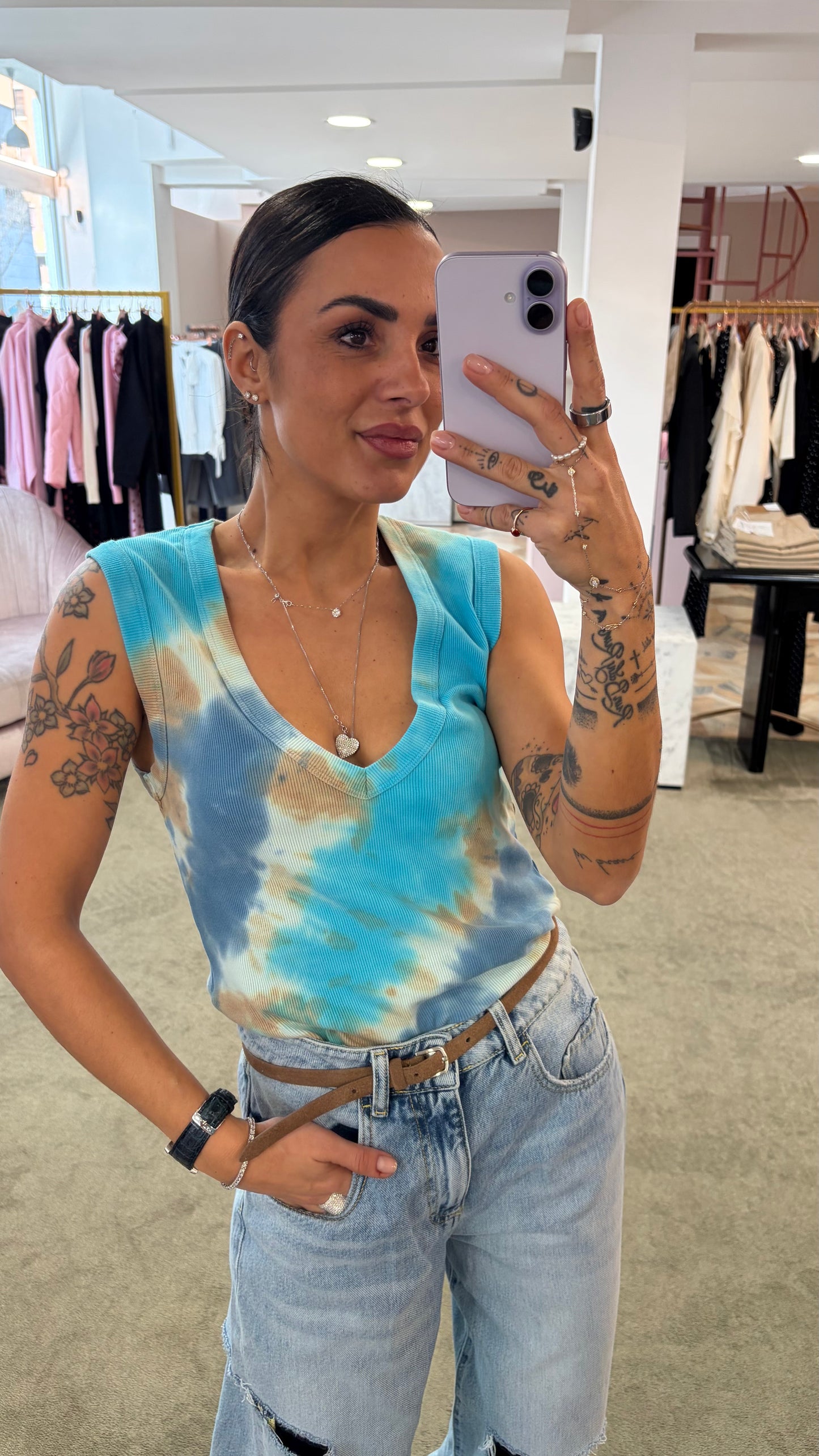 Canotta azzurra tie-dye Don't@Me
