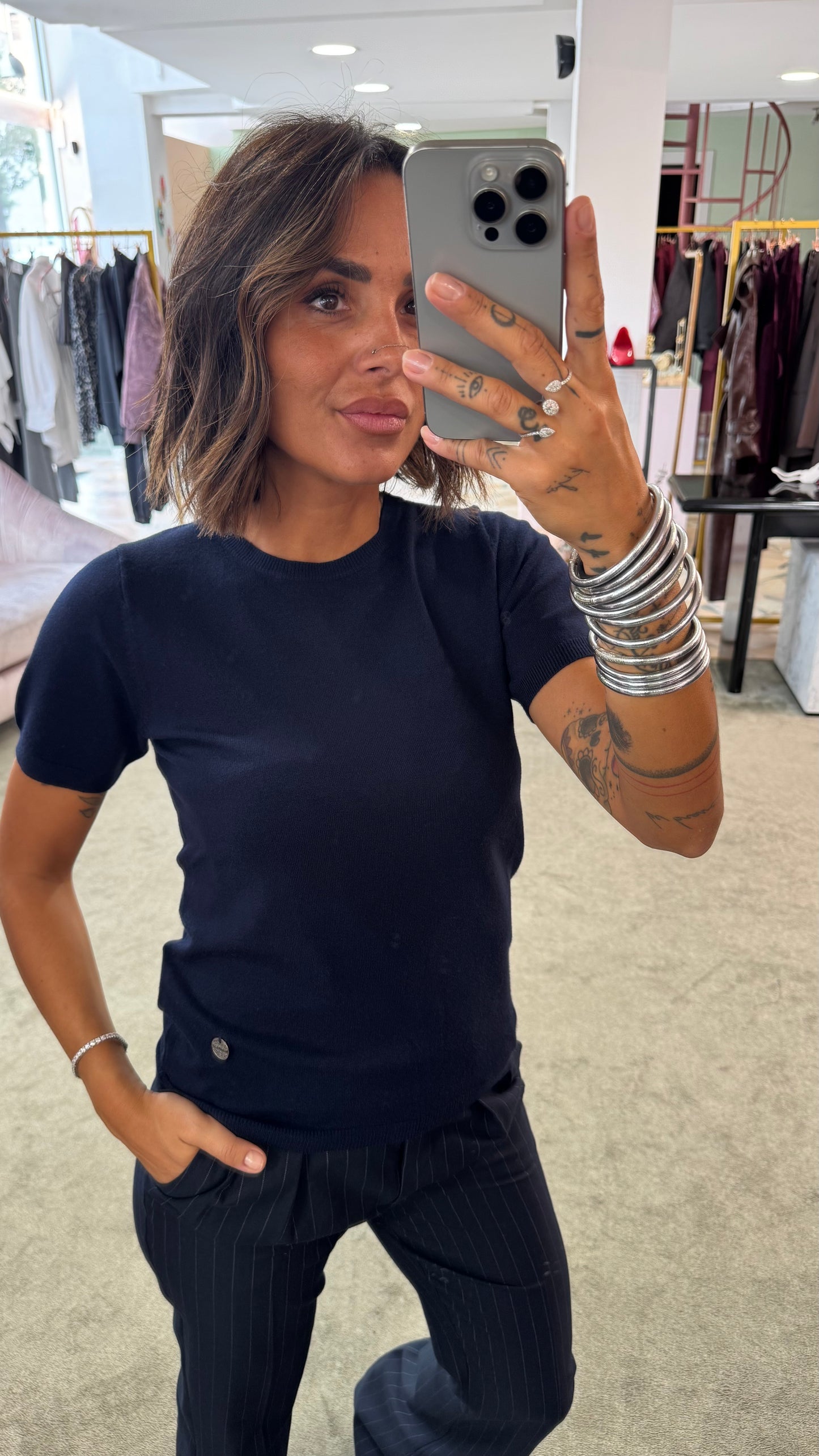 Maglia blu notte manica corta tk