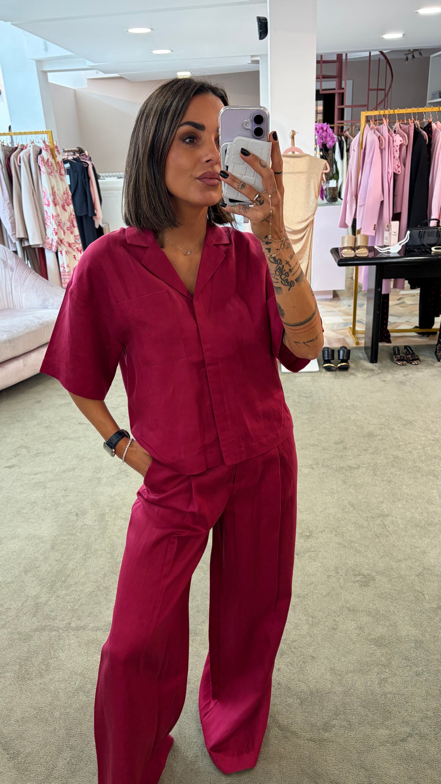 Camicia amarena  manica corta sl