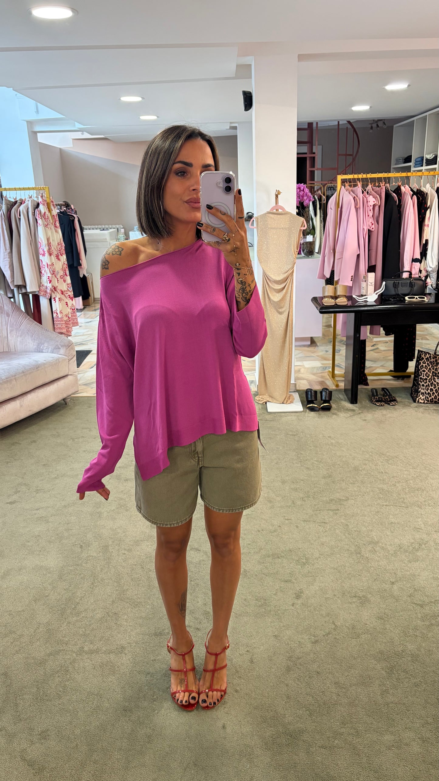 Shorts verde militare in denim jx