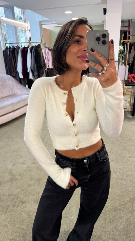Cardigan teddy panna crop gl