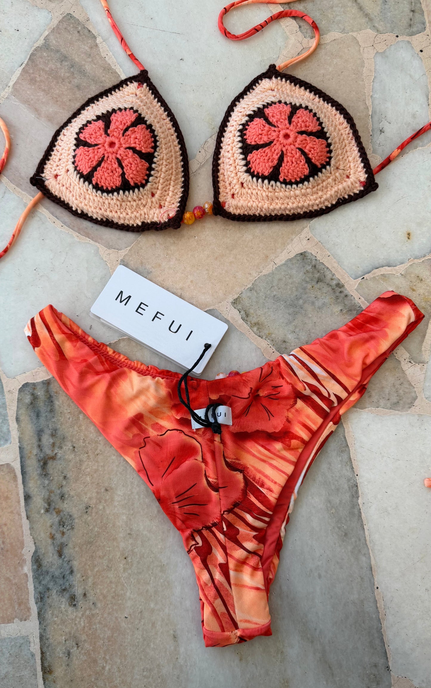 Bikini triangolo crochet arancio Me Fui