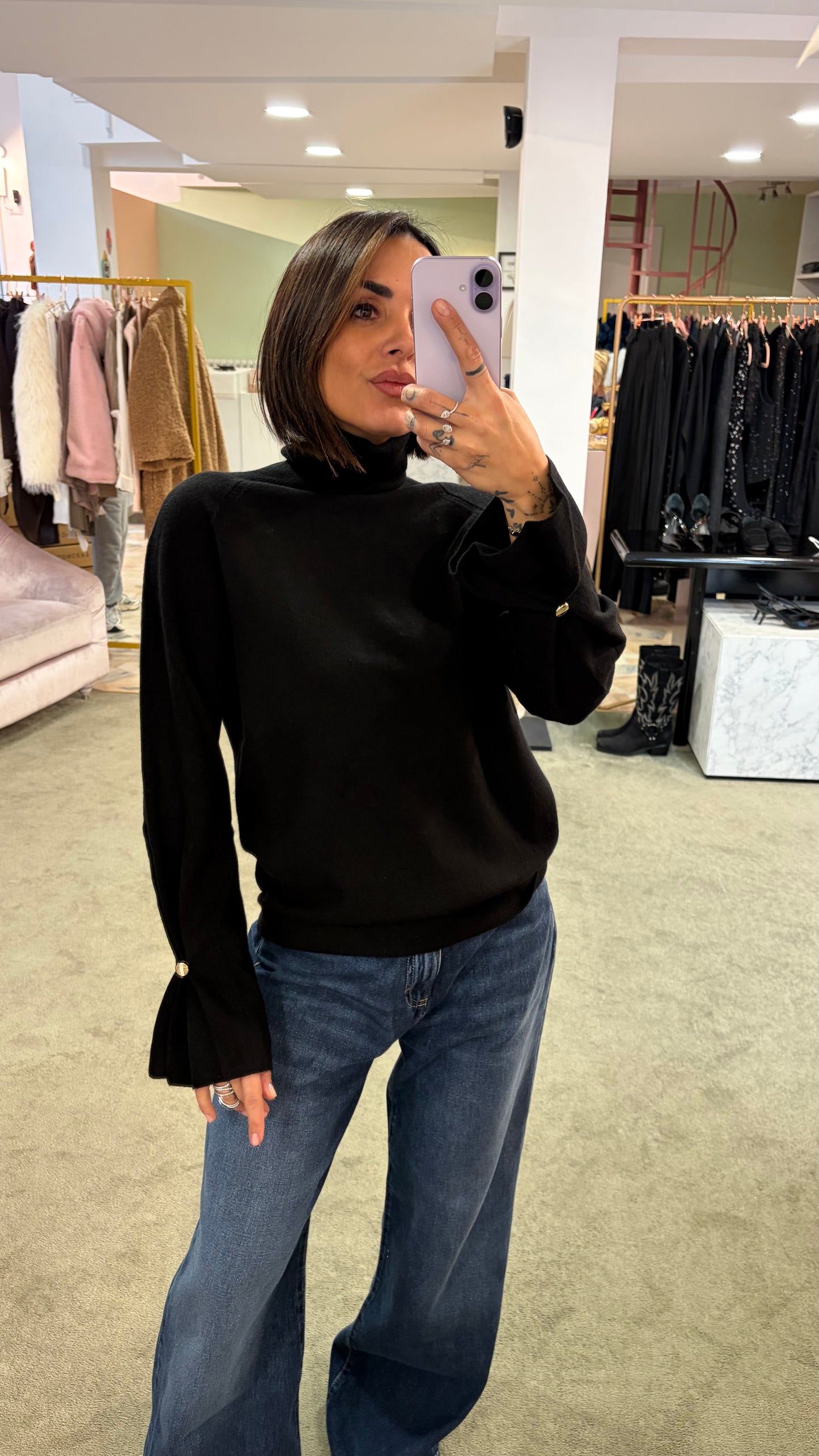 Dolcevita nero manica a calla fr