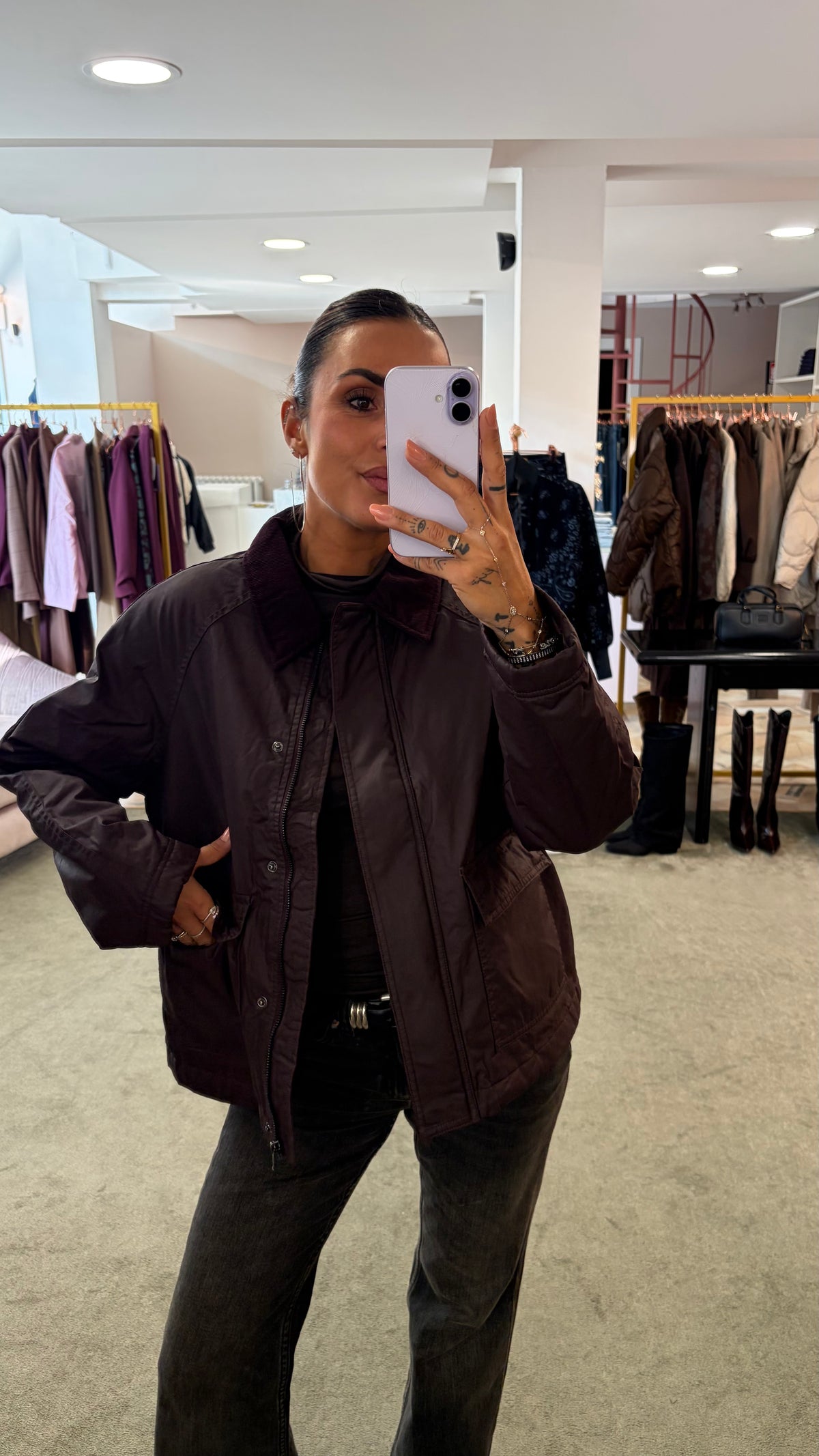 Giacca simil barbour bordeaux sy