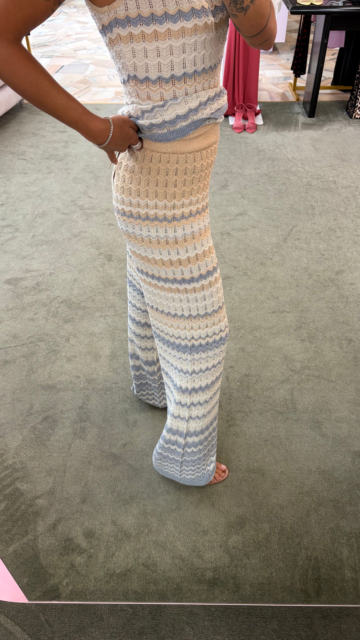Pantaloni missoni vibes azzurro e beige bj