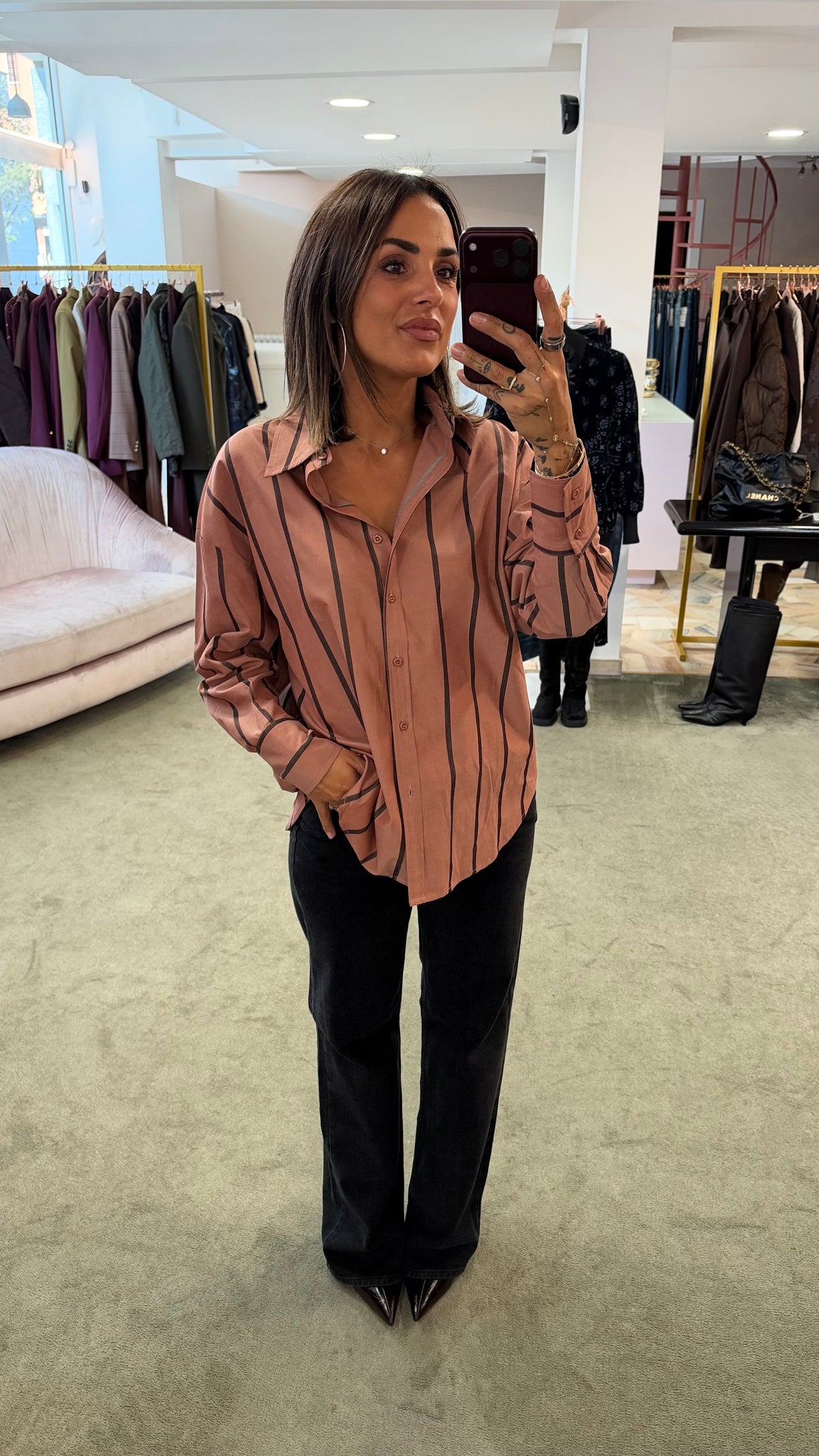 Camicia rosa blush a righe ay