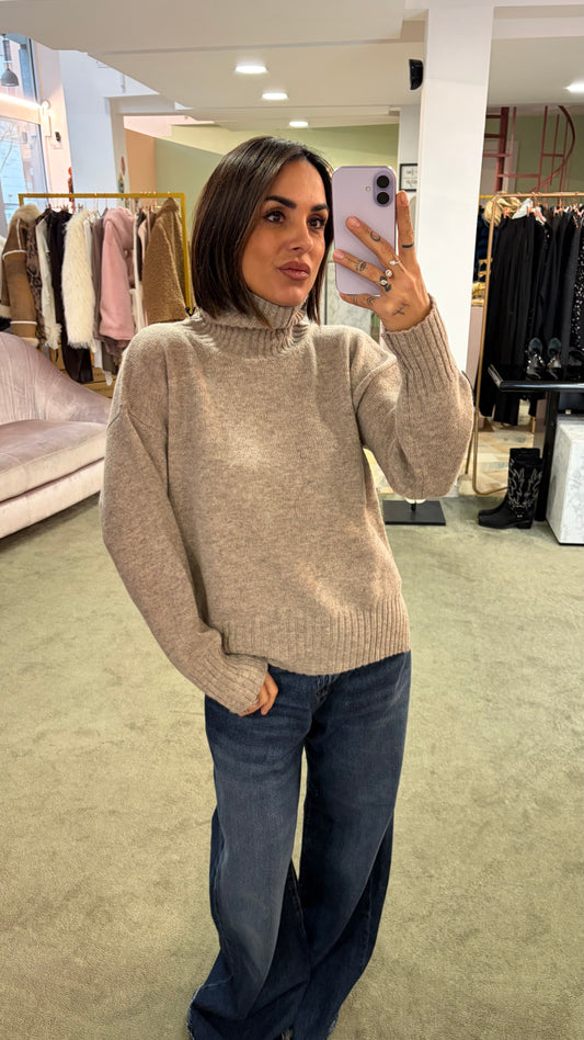 Dolcevita tortora melange a scatoletta in lana Irish