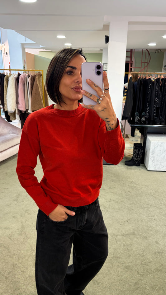 Maglione girocollo rosso ay