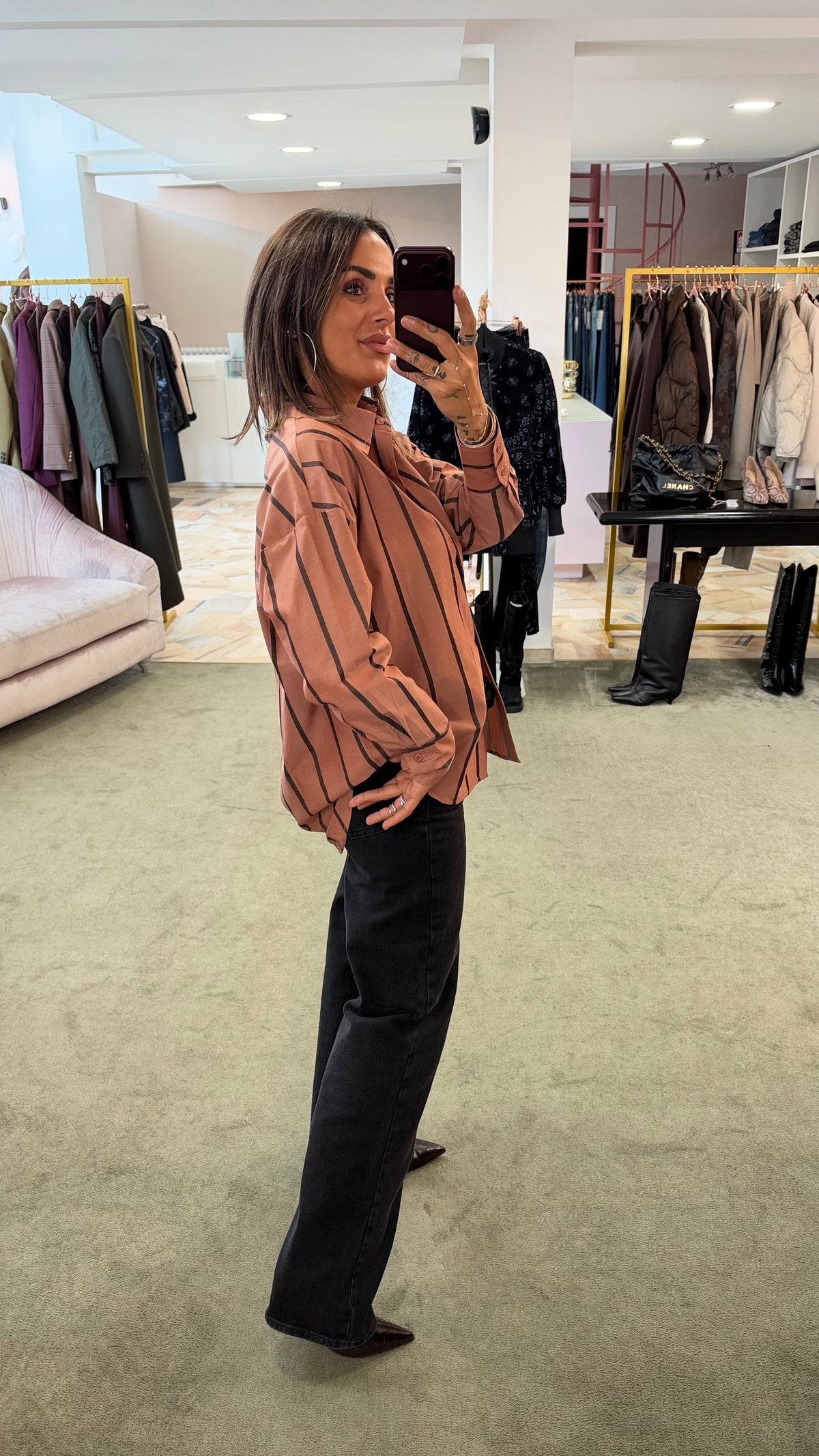 Camicia rosa blush a righe ay