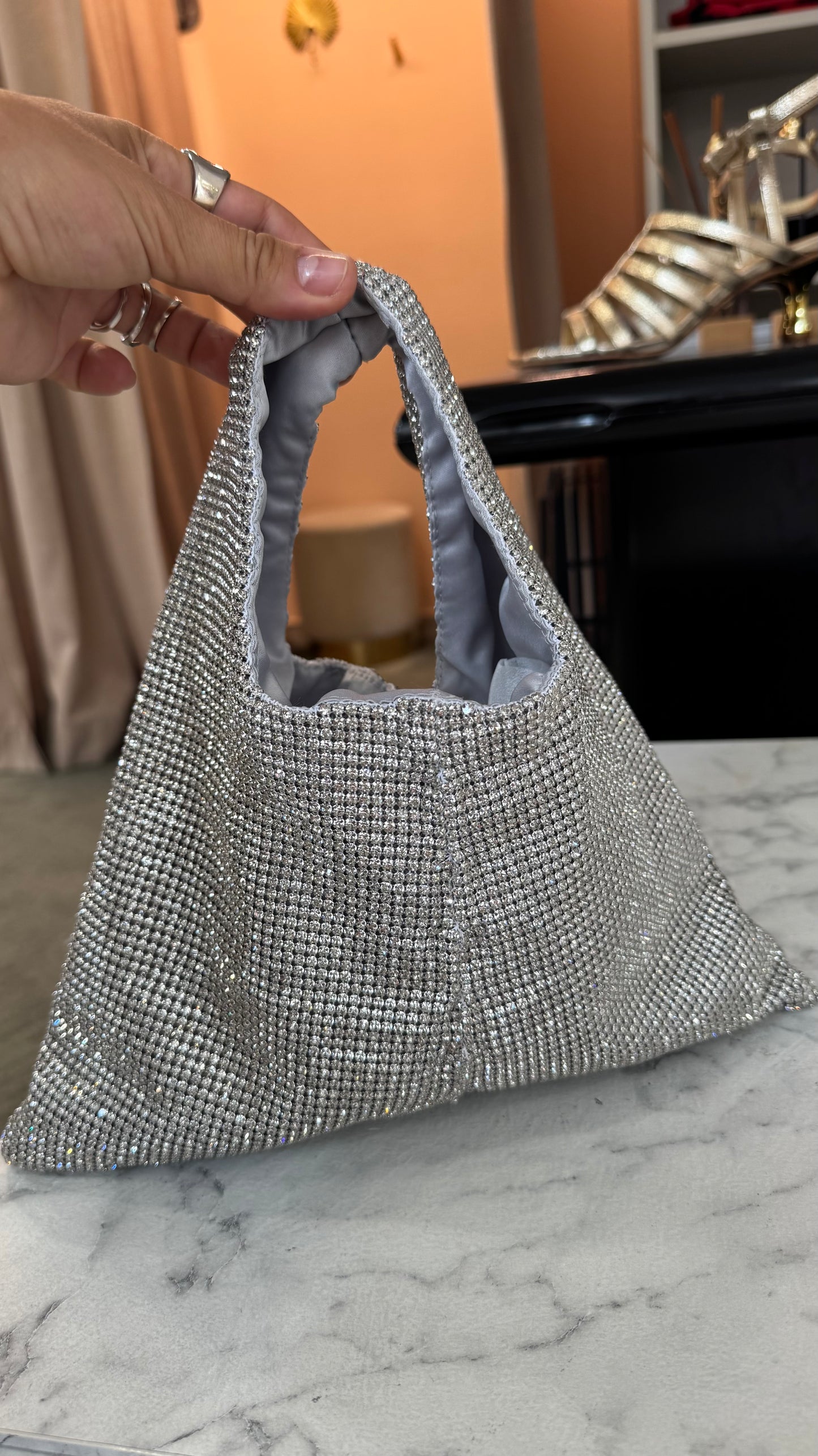 Borsa parks argento con cristalli