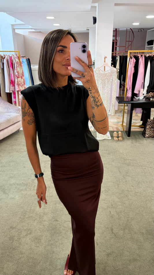 Canotta nera over taglio vivo Marsem