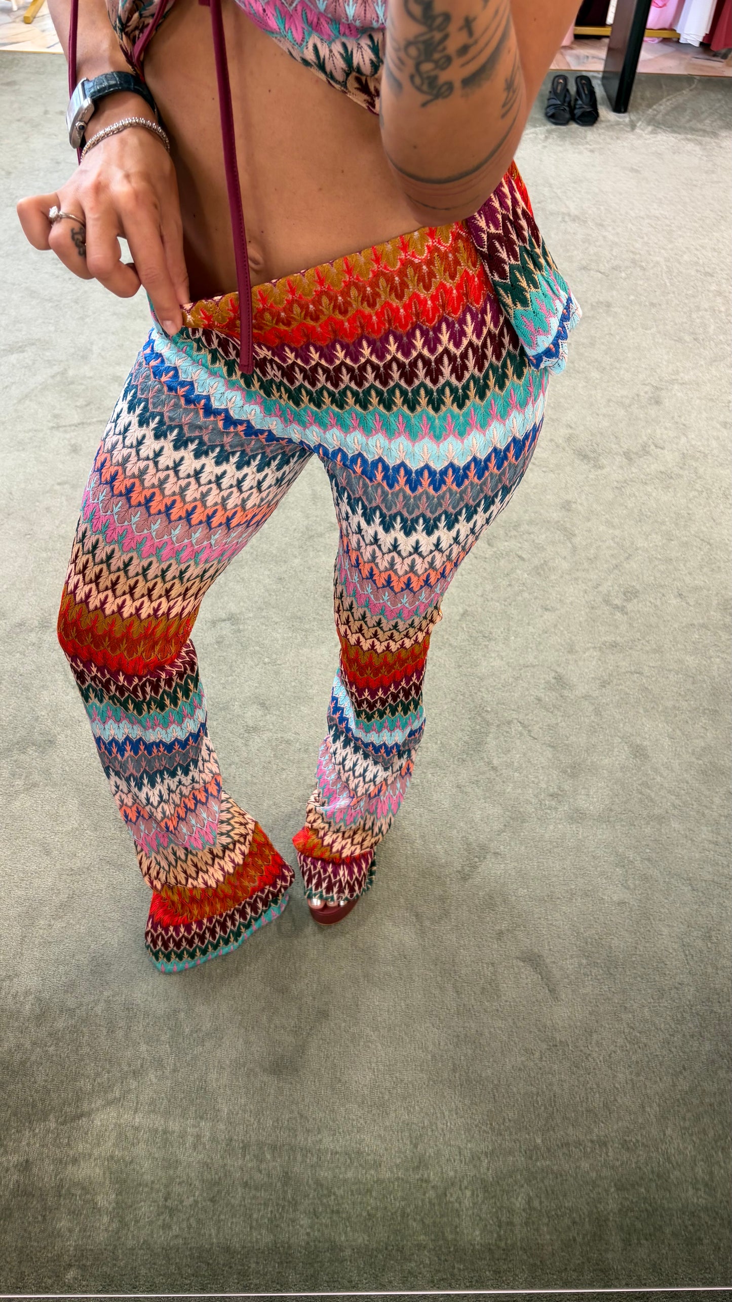 Pantaloni a zampa multicolor missoni vibes ks