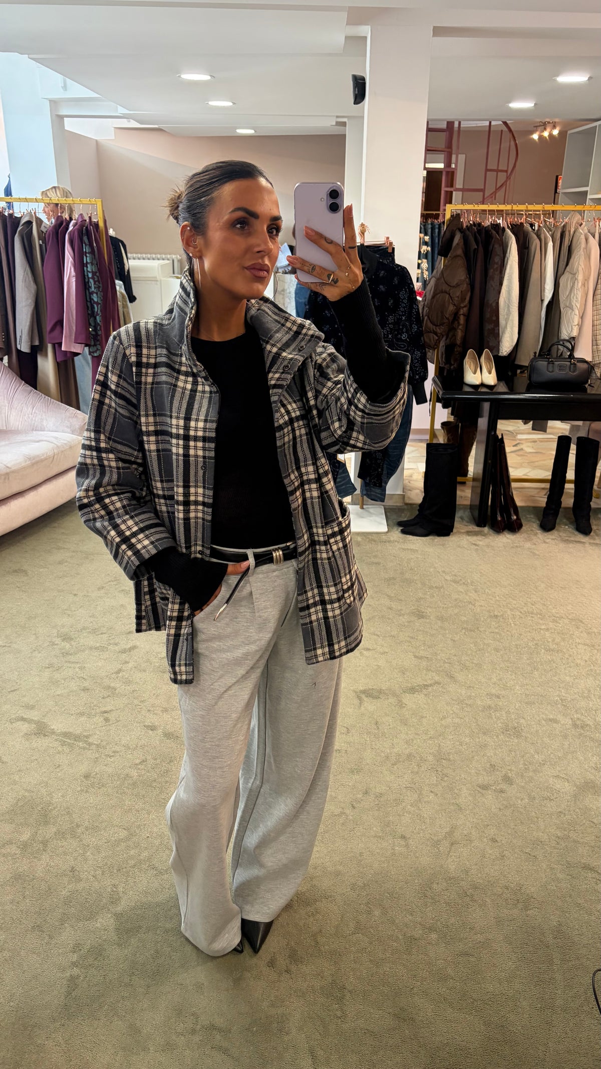 Giacca camicia check grigia sy
