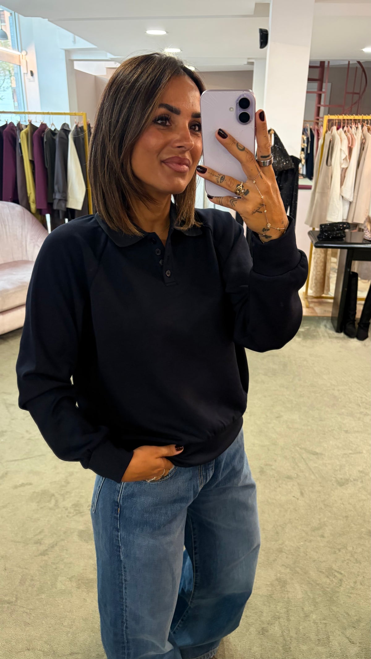 Polo blu notte bordeaux in modal sy