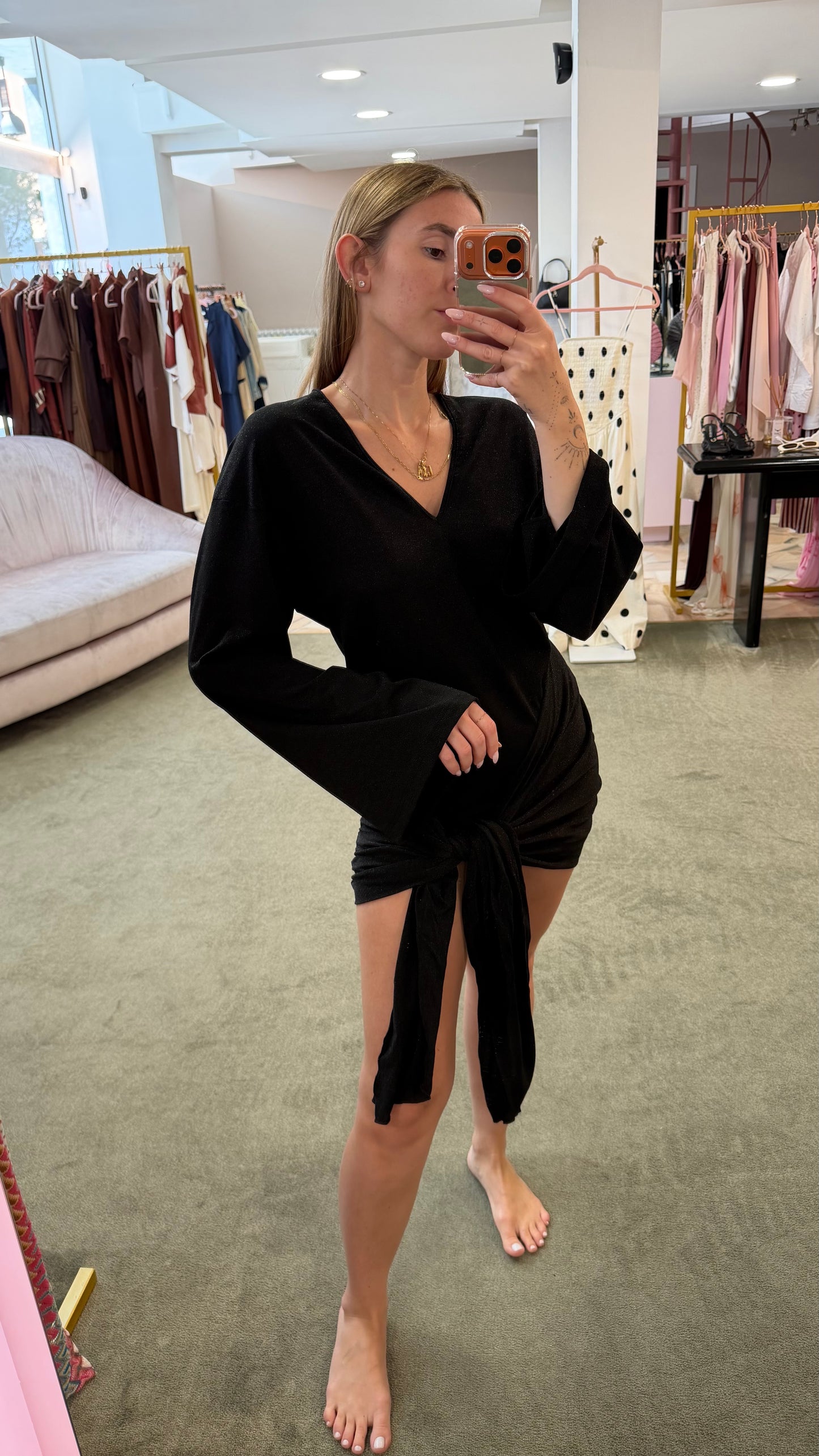 Abito nero lurex con fusciacca Cotazur