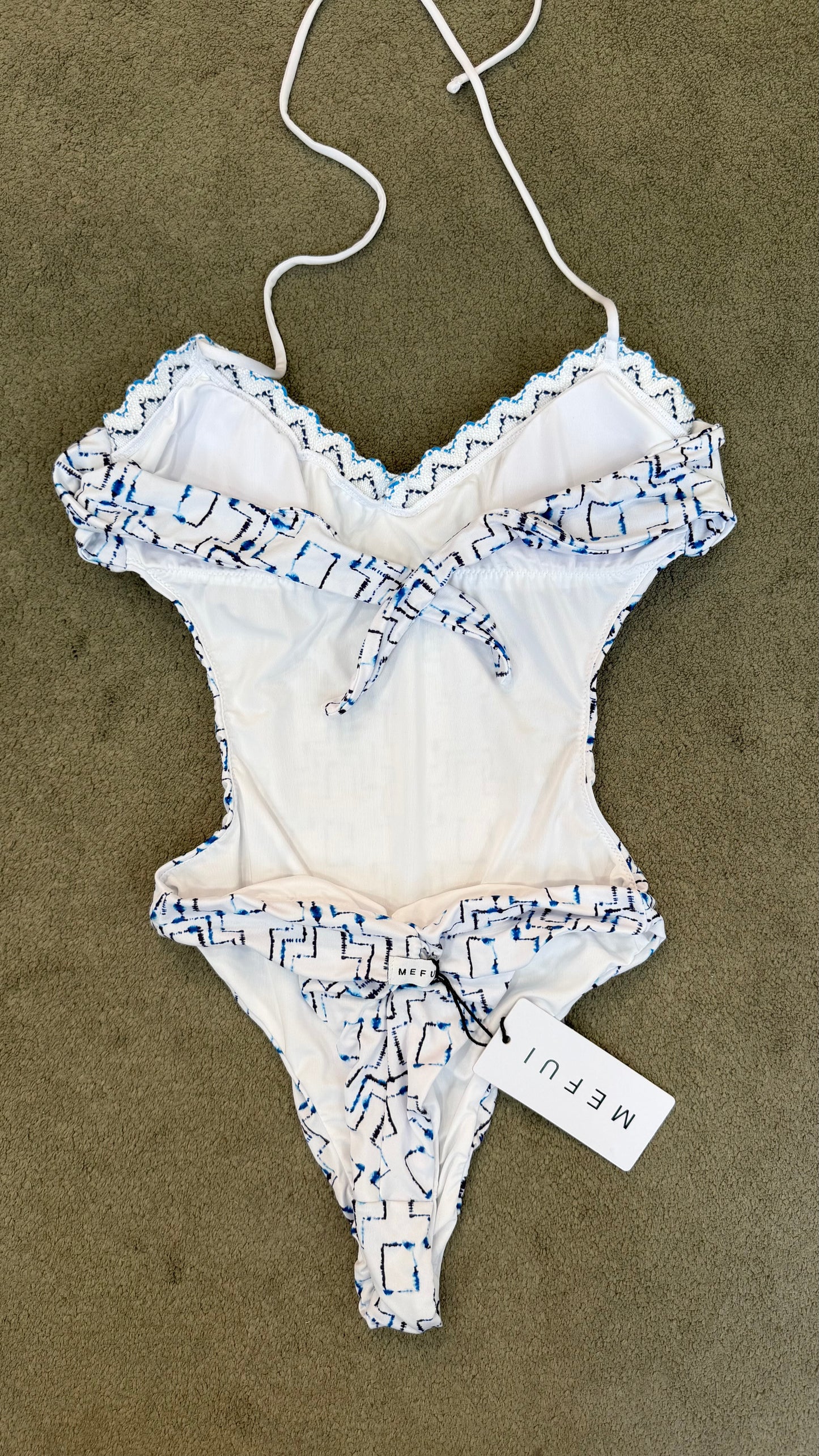 Costume intero bianco fantasia azzurra Me Fui